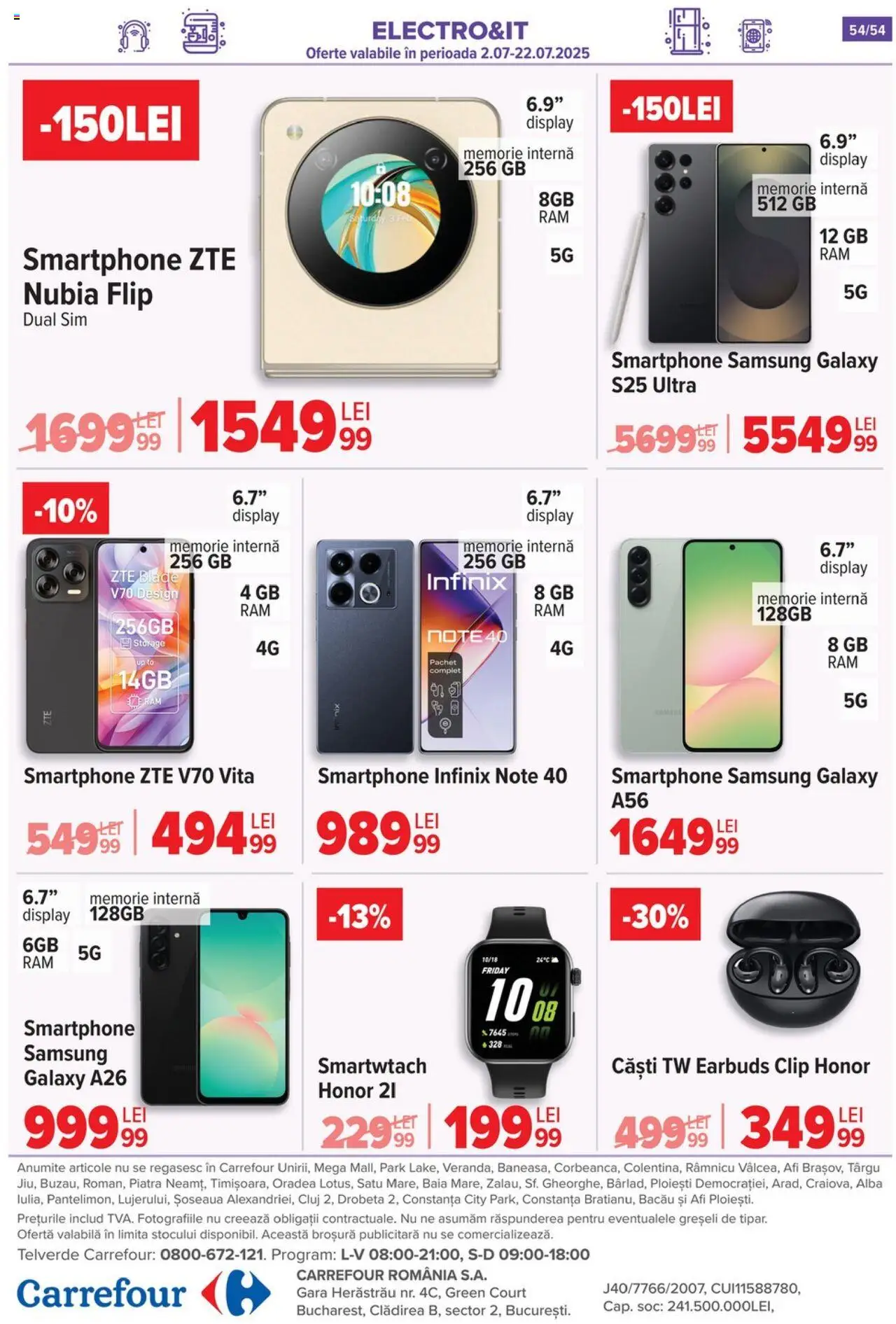 Catalog Carrefour 16 - 21 Iulie 2025 | Pagina 54 | Produse: Smartphone, Memorie, Căști