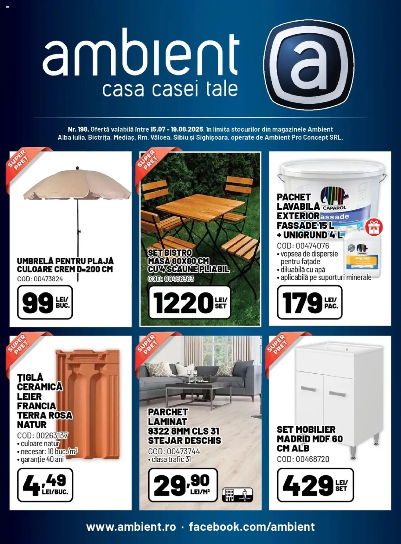 Catalog Ambient 15 Iulie - 18 August 2025 | Pagina 1 | Produse: Vopsea, Țiglă, Türk kahvesi öğütme değirmeni, Apă