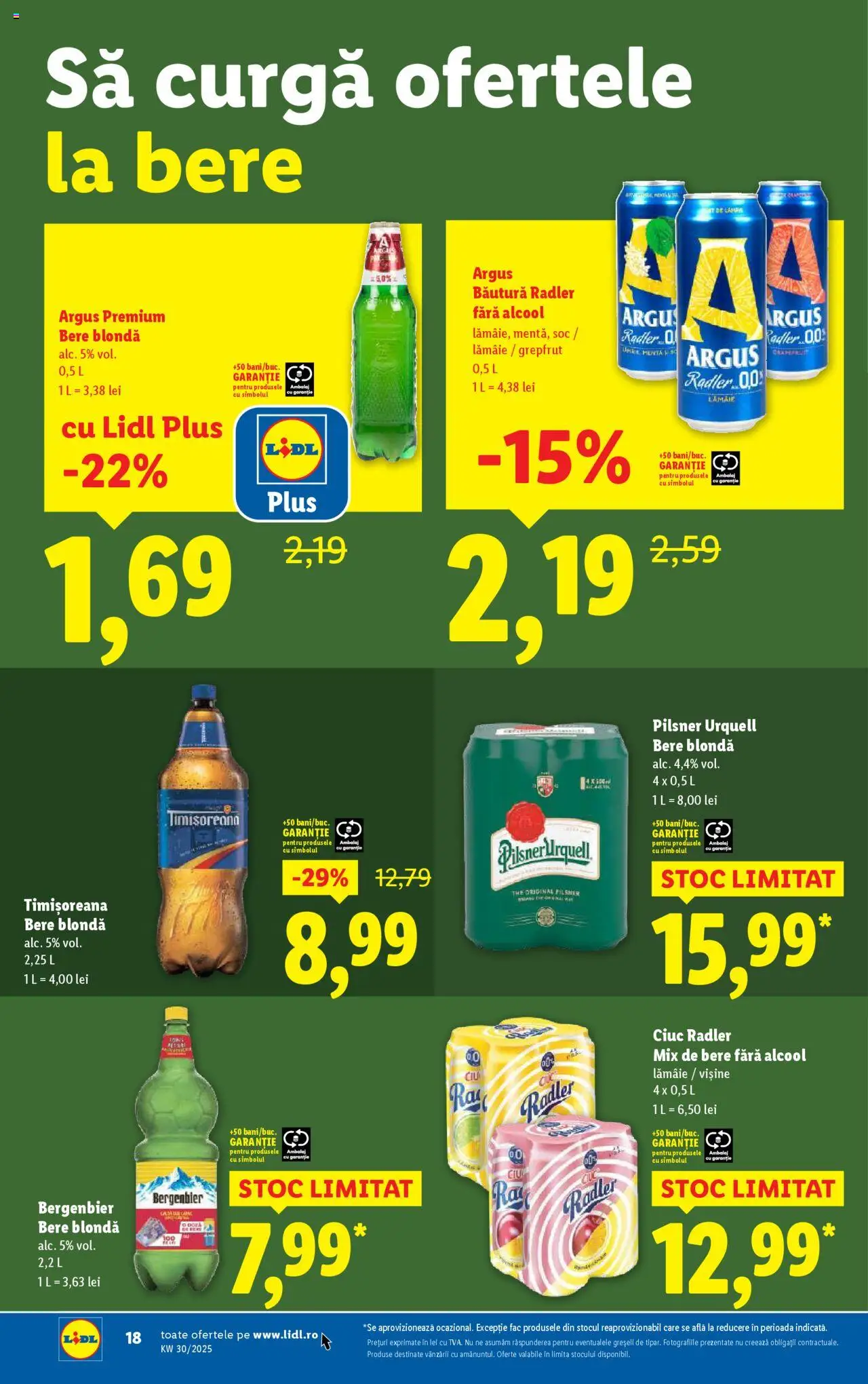 Catalog LIDL 21 - 26 Iulie 2025 | Pagina 18 | Produse: Bere, Plastik Kulübe, Grepfrut, Lămâie