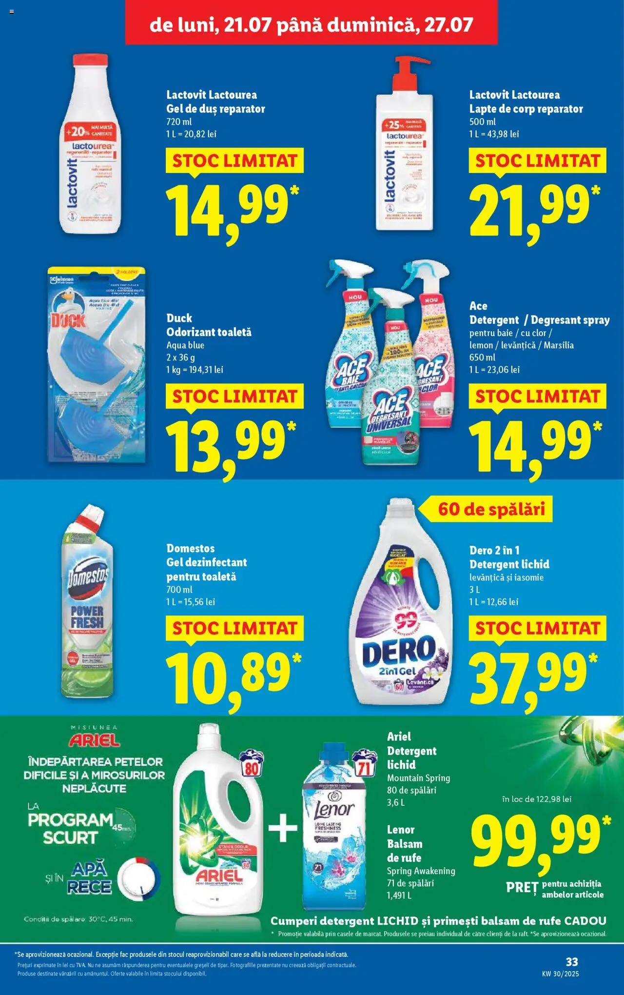 Catalog LIDL 21 - 26 Iulie 2025 | Pagina 33 | Produse: Raft, Lapte, Odorizant toaletă, Gel dezinfectant