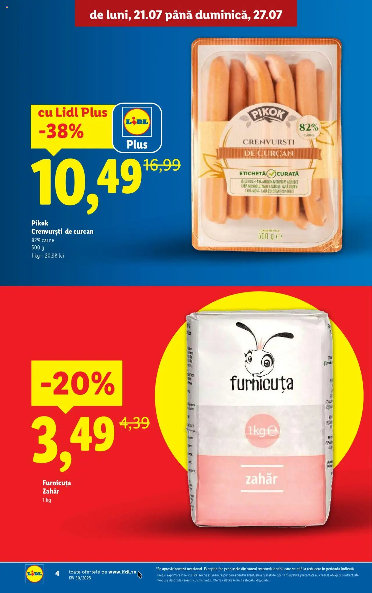 Catalog LIDL 21 - 26 Iulie 2025 | Pagina 4 | Produse: Crenvurști, Zahăr