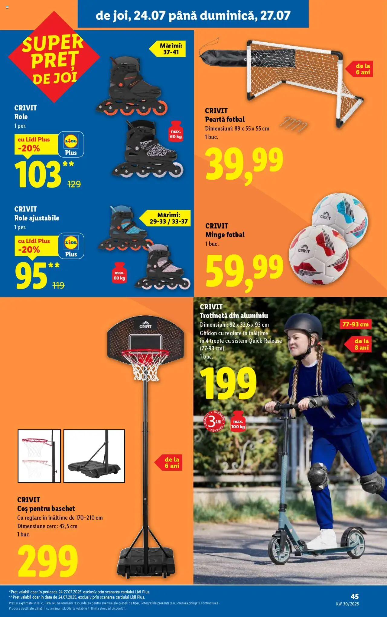 Catalog LIDL 21 - 26 Iulie 2025 | Pagina 45 | Produse: Coș, Role, Trotinetă