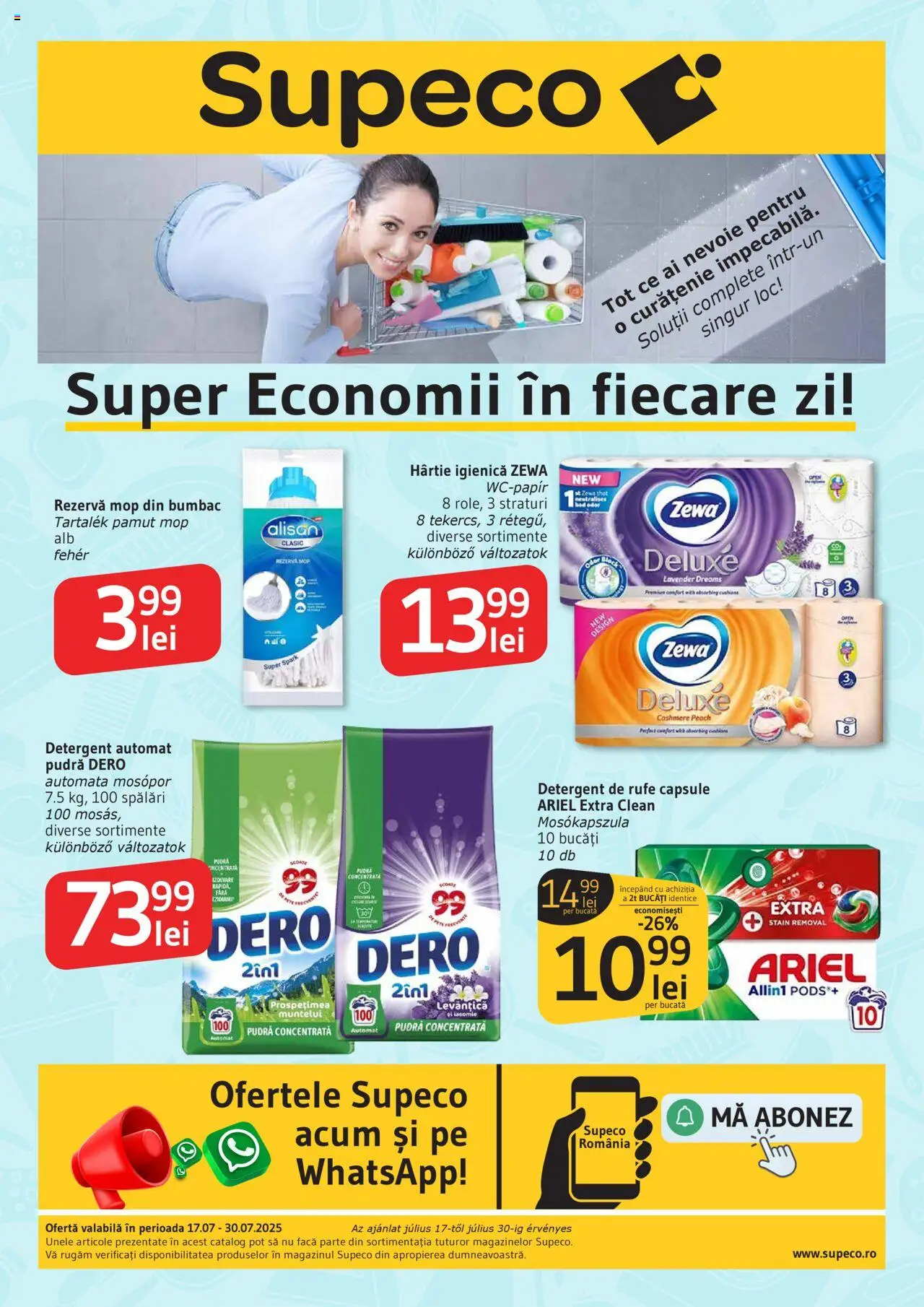Catalog Supeco 17 - 29 Iulie 2025 | Pagina 1 | Produse: Kedi Ödül Oyuncakları, Mop, Pudră, Detergent