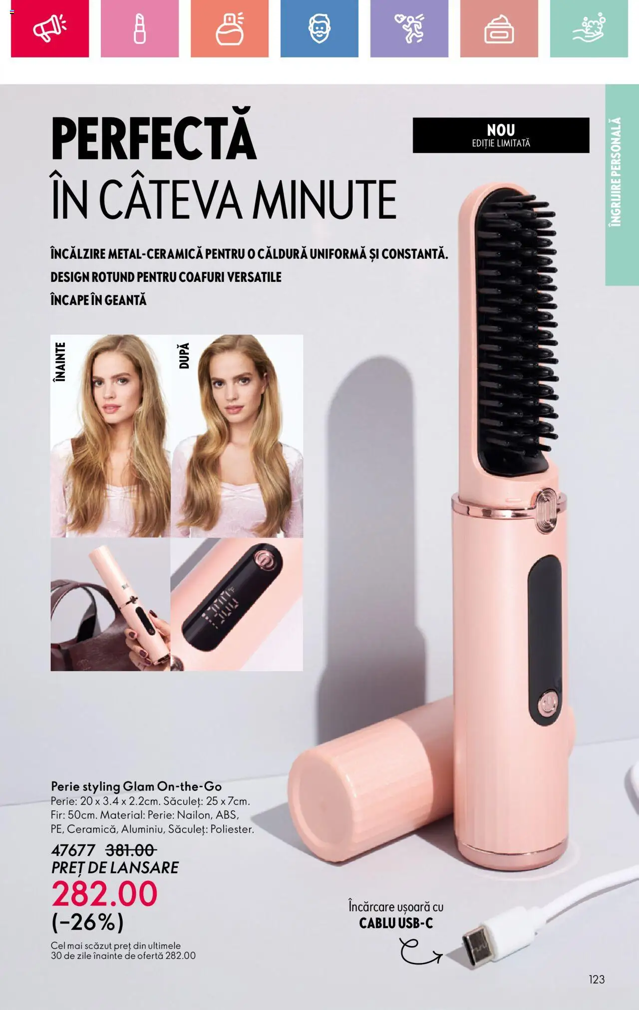Catalog Oriflame 20 August - 8 Septembrie 2025 | Pagina 123 | Produse: Cablu, Geantă, Perie