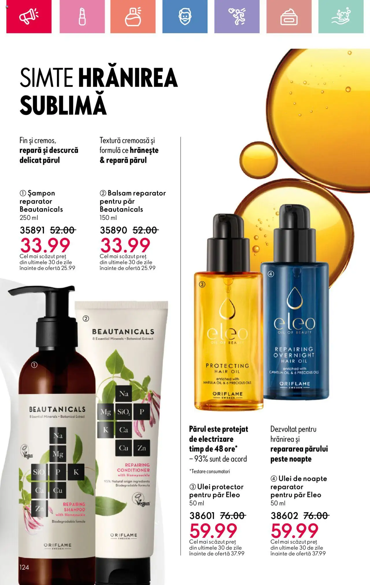 Catalog Oriflame 20 August - 8 Septembrie 2025 | Pagina 124 | Produse: Șampon, Balsam, Ulei, Pește