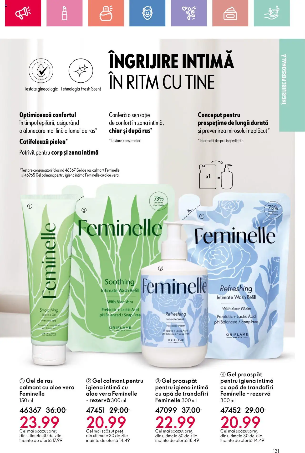 Catalog Oriflame 20 August - 8 Septembrie 2025 | Pagina 131 | Produse: Gel de ras, Aloe vera, Apă