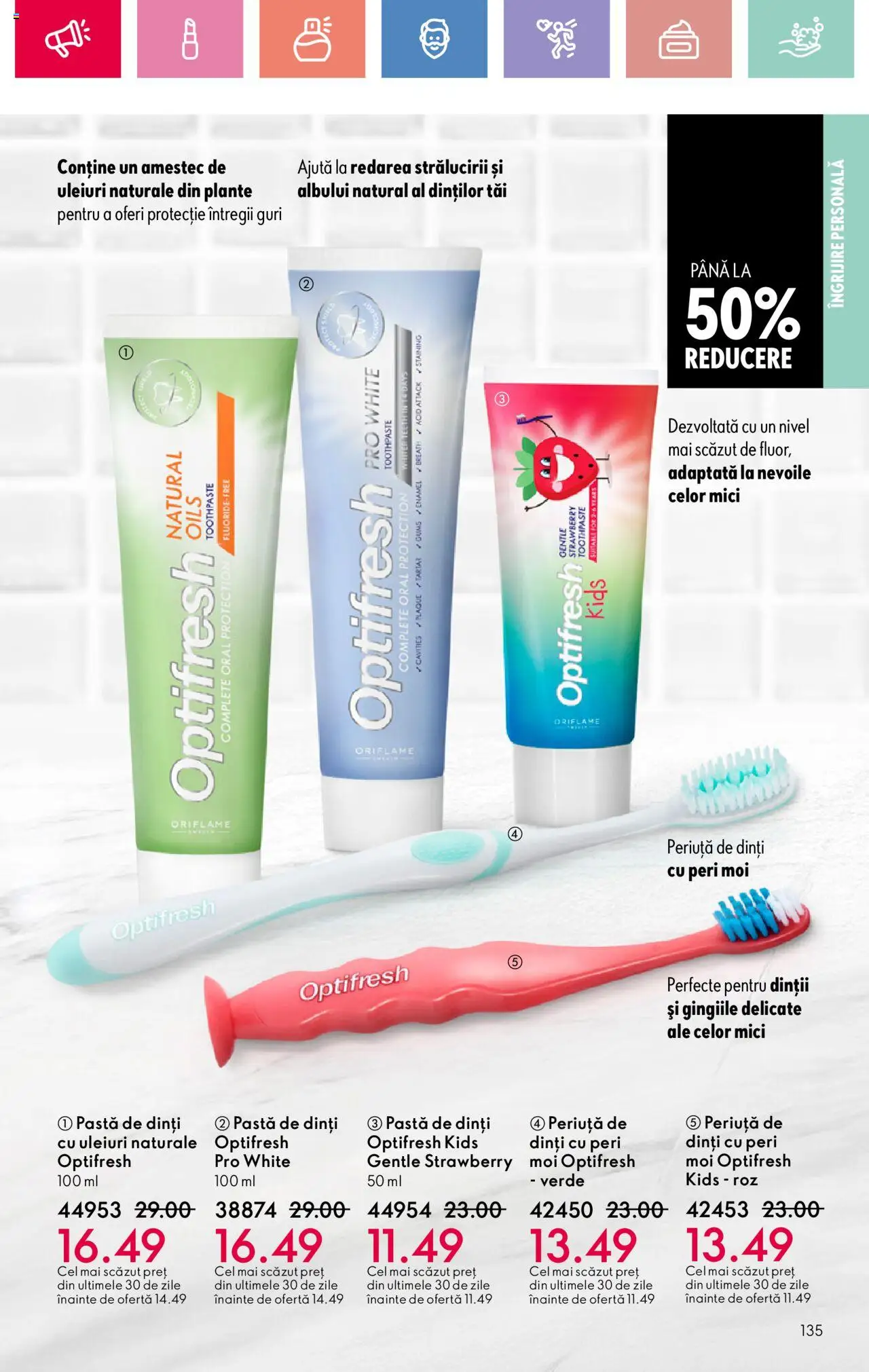 Catalog Oriflame 20 August - 8 Septembrie 2025 | Pagina 135 | Produse: Mici, Pastă de dinți, Periuță de dinți