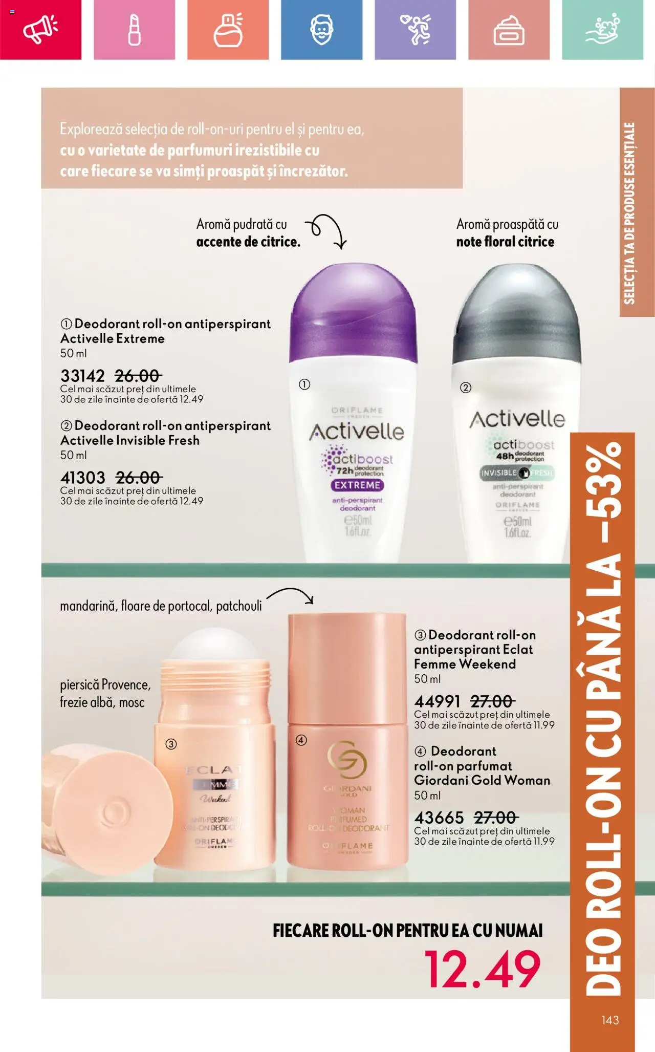 Catalog Oriflame 20 August - 8 Septembrie 2025 | Pagina 143 | Produse: Piersică, Deodorant, Antiperspirant