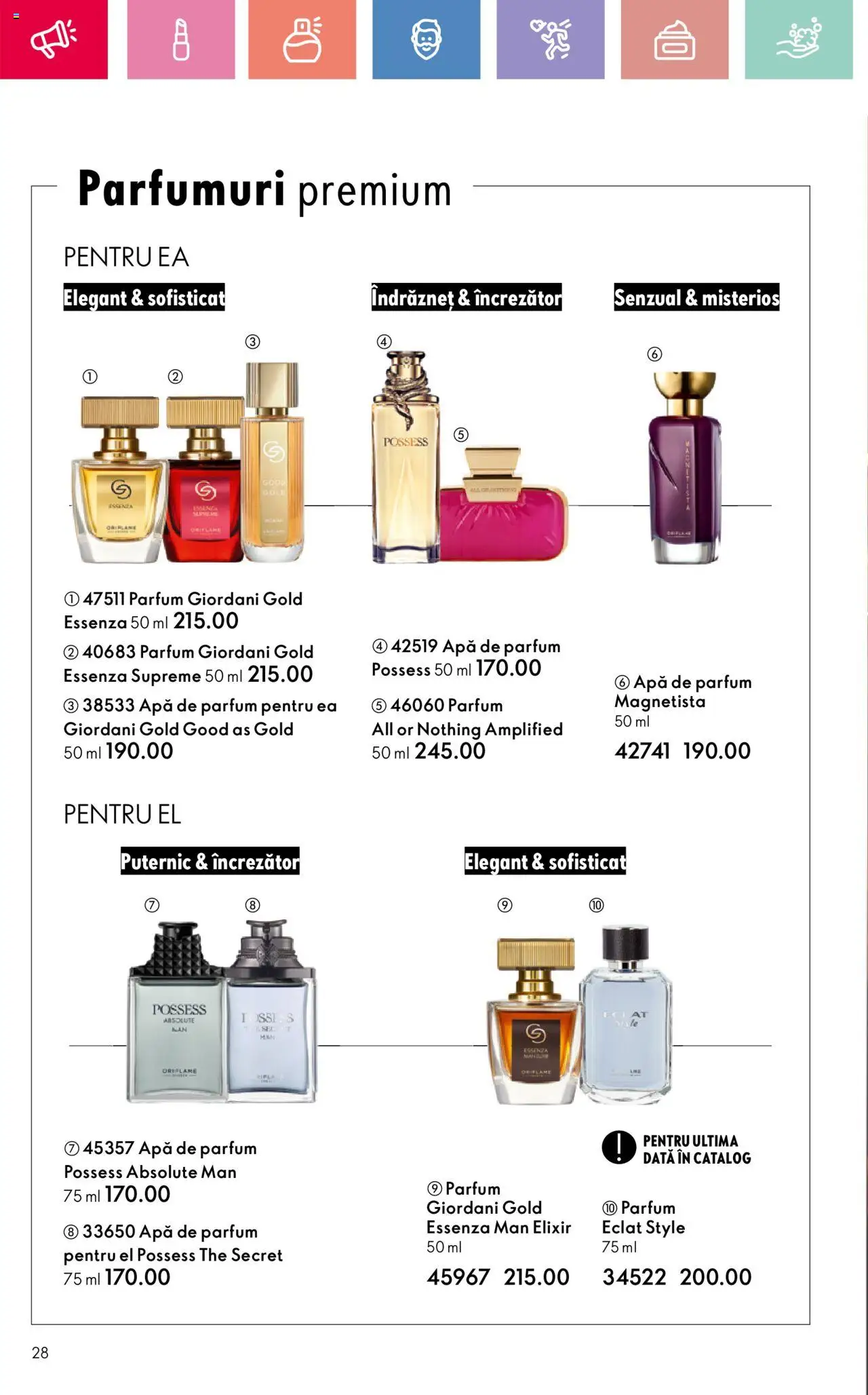 Catalog Oriflame 20 August - 8 Septembrie 2025 | Pagina 28 | Produse: Apă de parfum, Elixir, Parfum, Apă