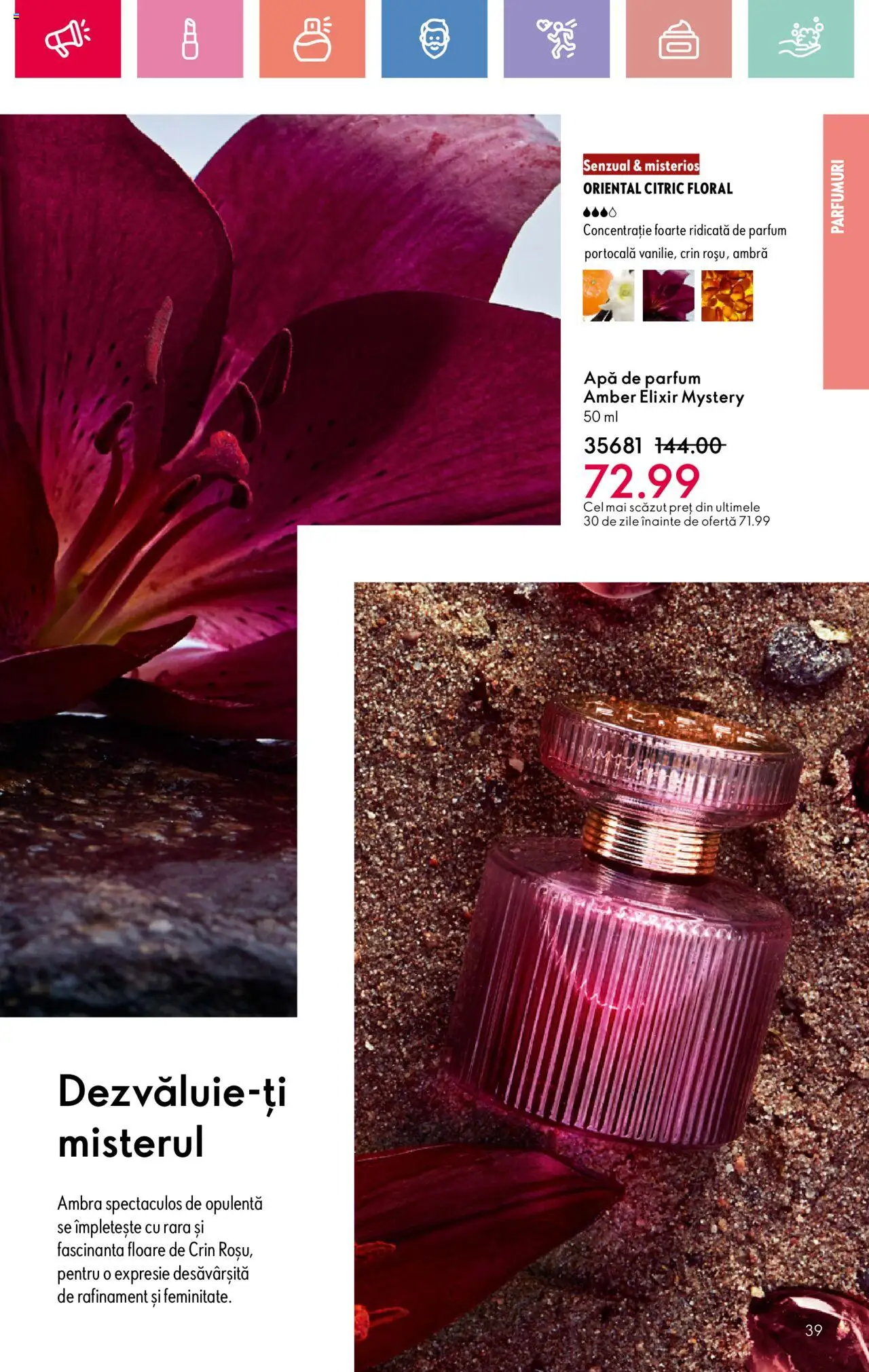 Catalog Oriflame 20 August - 8 Septembrie 2025 | Pagina 39 | Produse: Apă de parfum, Elixir, Parfum, Apă
