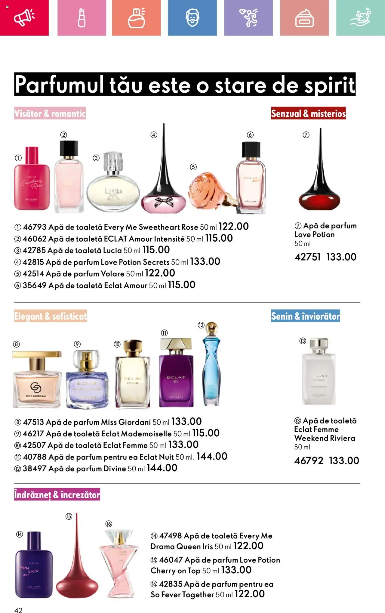 Catalog Oriflame 20 August - 8 Septembrie 2025 | Pagina 42 | Produse: Top, Parfum, Apă de toaletă, Apă