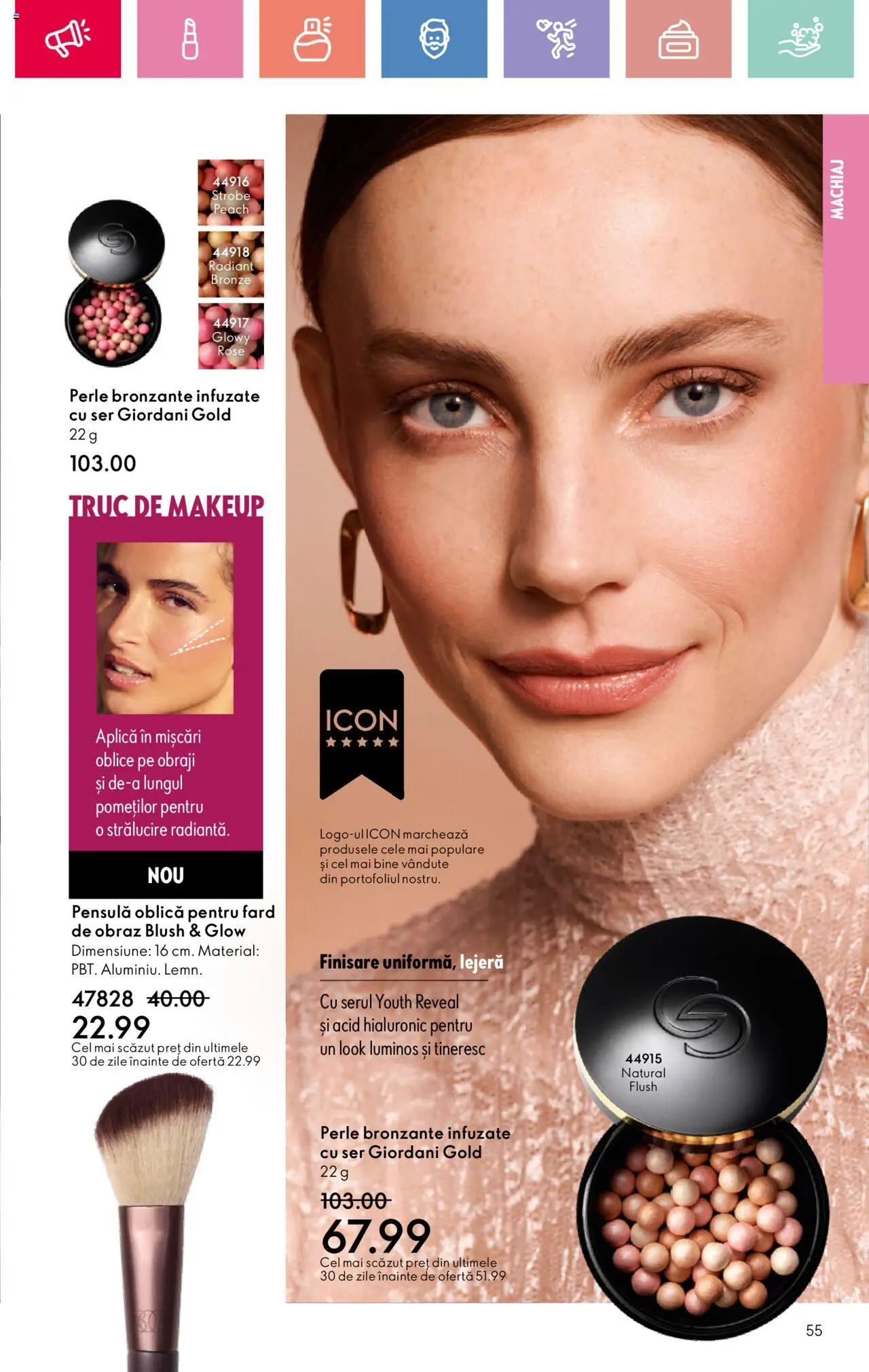 Catalog Oriflame 20 August - 8 Septembrie 2025 | Pagina 55 | Produse: Perle bronzante, Akrilik boya, Machiaj, Blush