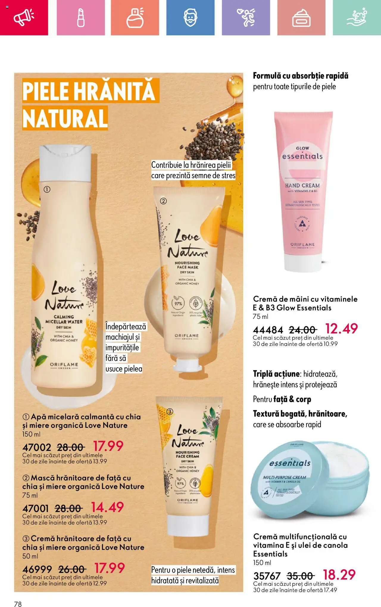 Catalog Oriflame 20 August - 8 Septembrie 2025 | Pagina 78 | Produse: Cremă, Ulei, Cremă de mâini, Apă