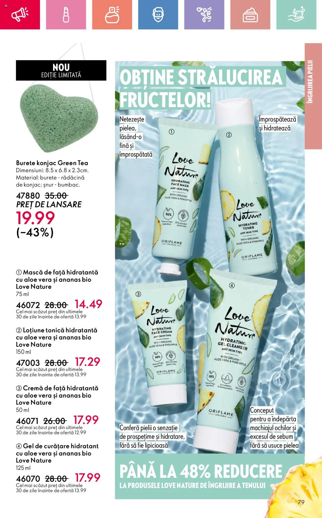Catalog Oriflame 20 August - 8 Septembrie 2025 | Pagina 79 | Produse: Gel de curățare, Toner, Burete, Cremă