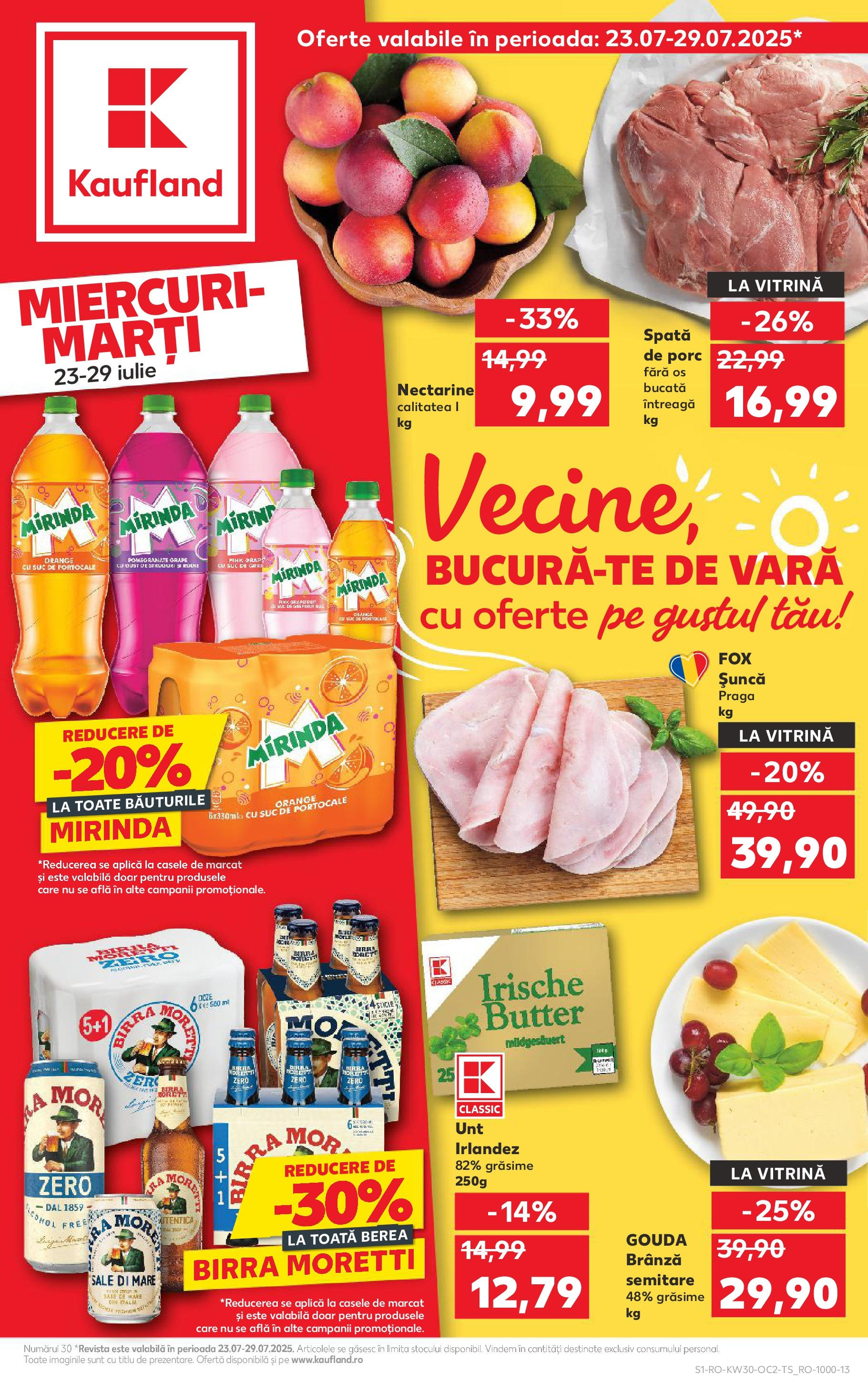 Catalog Kaufland 23 - 28 Iulie 2025 | Pagina 1 | Produse: Temizlik kovası, Vitrină, Brânză, Suc