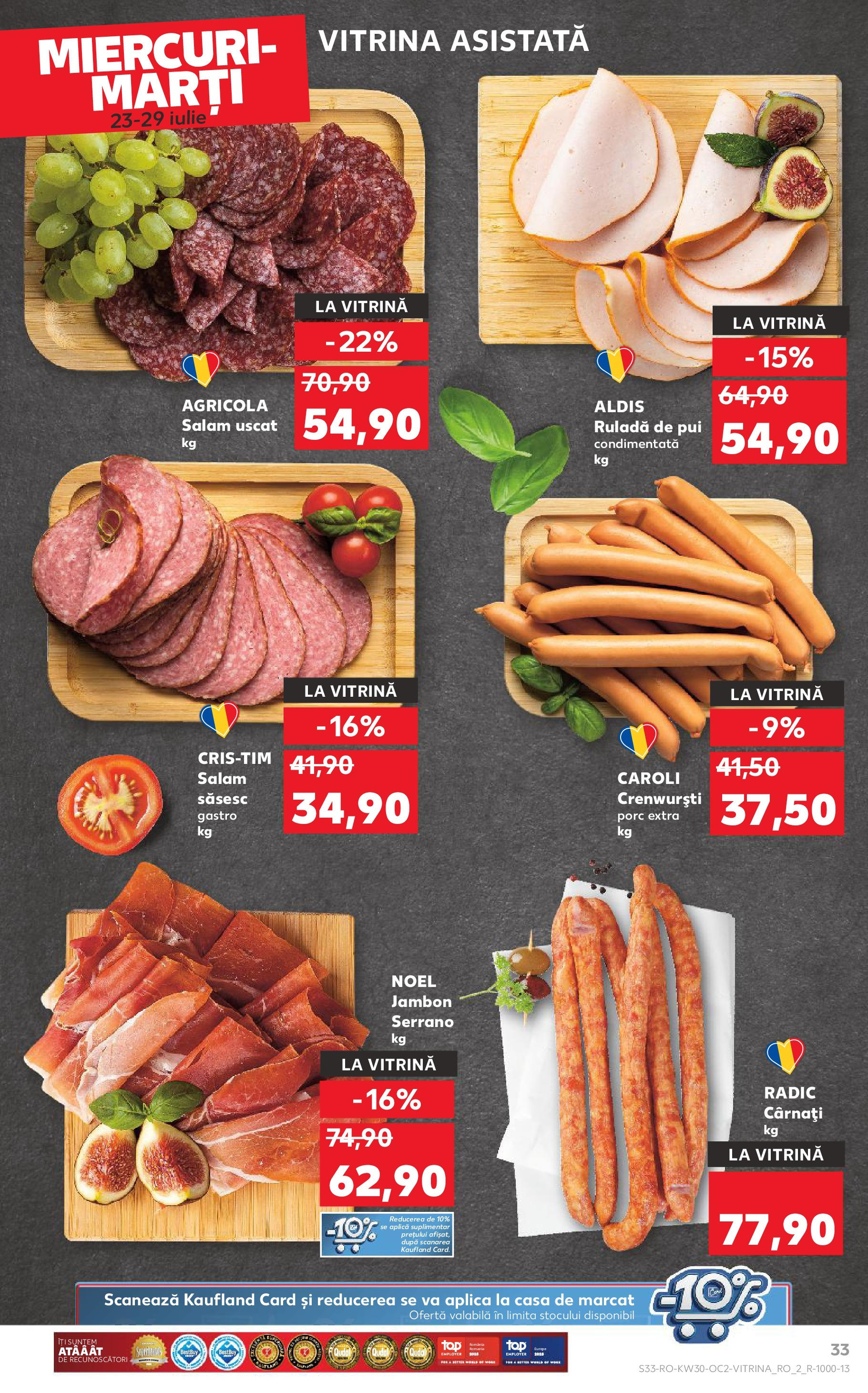 Catalog Kaufland 23 - 28 Iulie 2025 | Pagina 33 | Produse: Vitrină, Salam, Cârnați