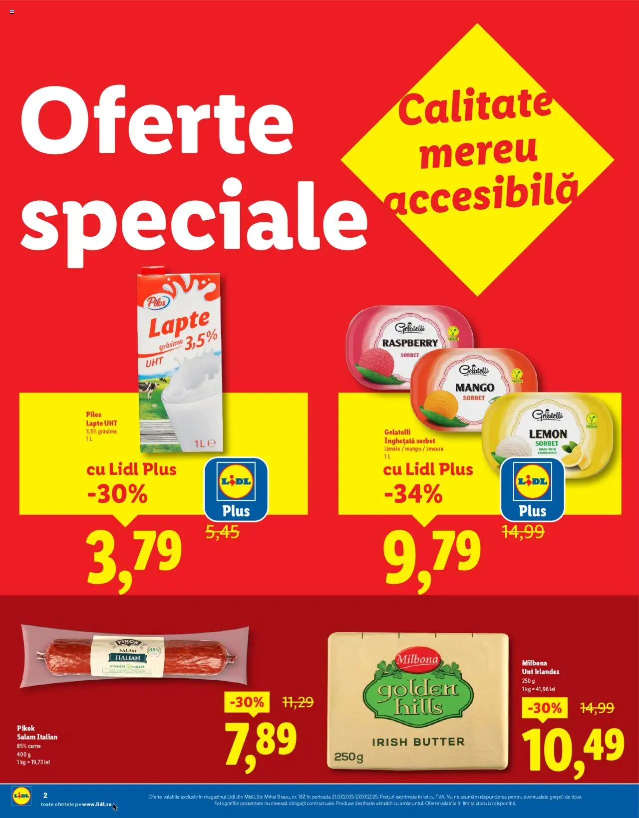 Catalog LIDL 21 - 26 Iulie 2025 | Pagina 2 | Produse: Çarşaf, Lapte, Unt, Lămâie
