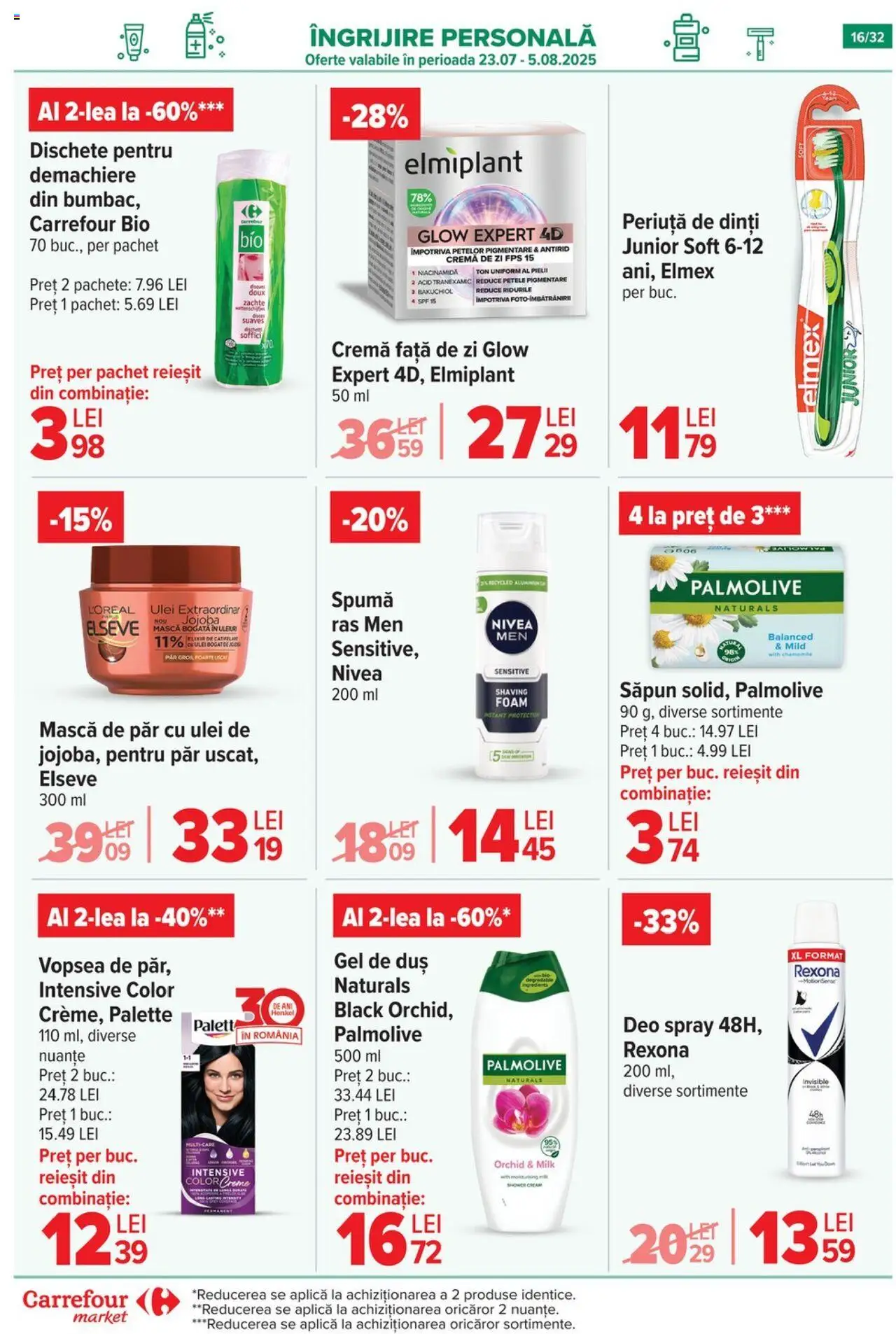 Catalog Carrefour 23 - 28 Iulie 2025 | Pagina 16 | Produse: Şerit ödül, Cremă de zi, Cremă, Gel de duș