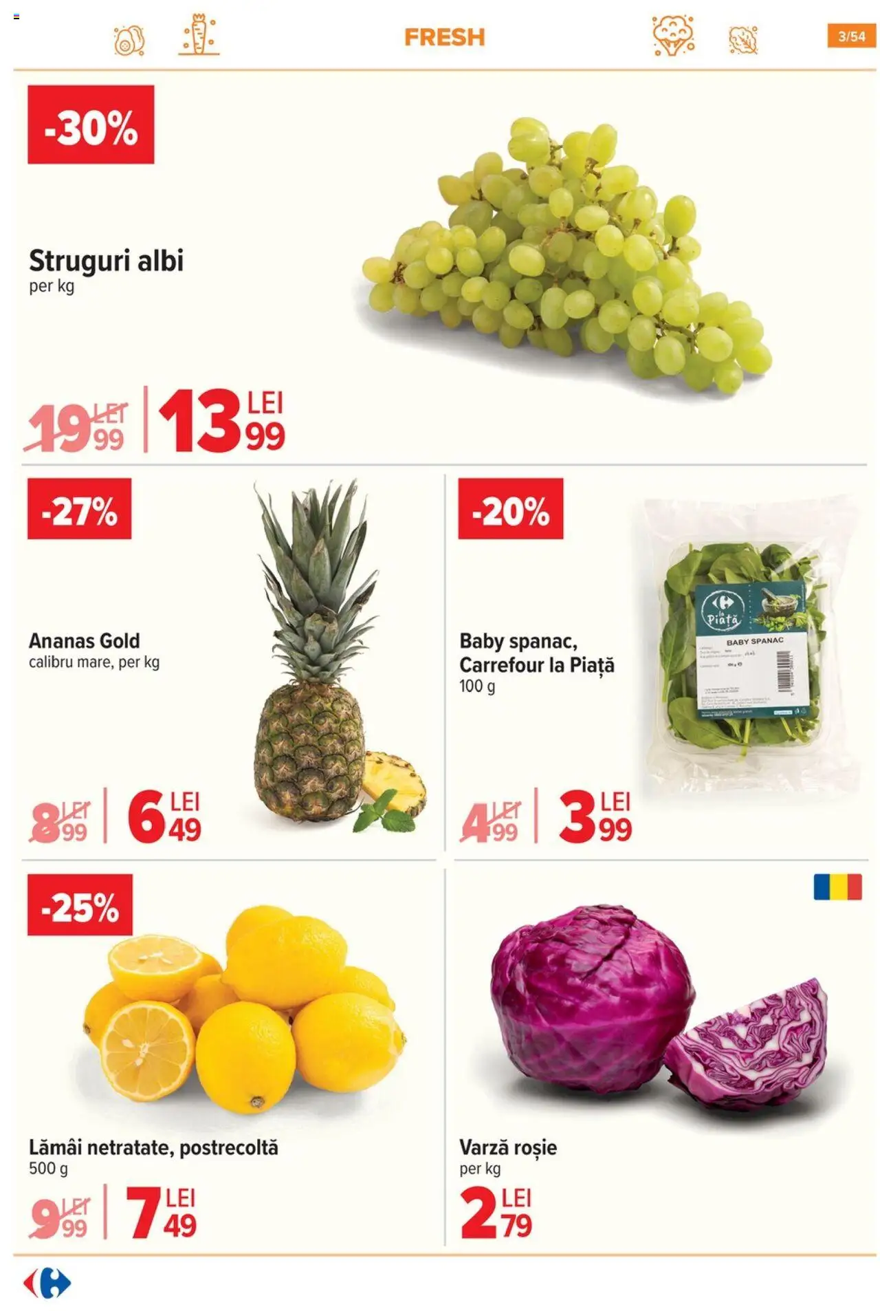 Catalog Carrefour 23 - 28 Iulie 2025 | Pagina 4 | Produse: Varză, Struguri, Ananas