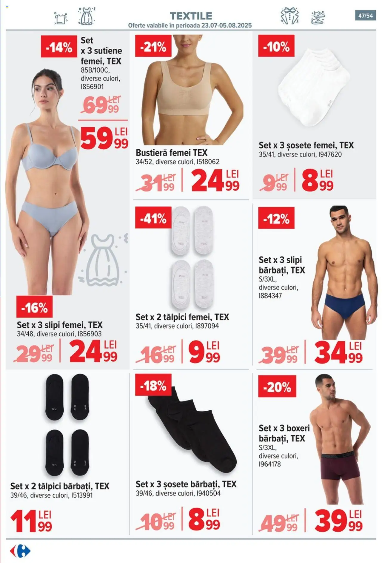 Catalog Carrefour 23 - 28 Iulie 2025 | Pagina 48 | Produse: Tălpici, Bustieră, Șosete, Boxeri