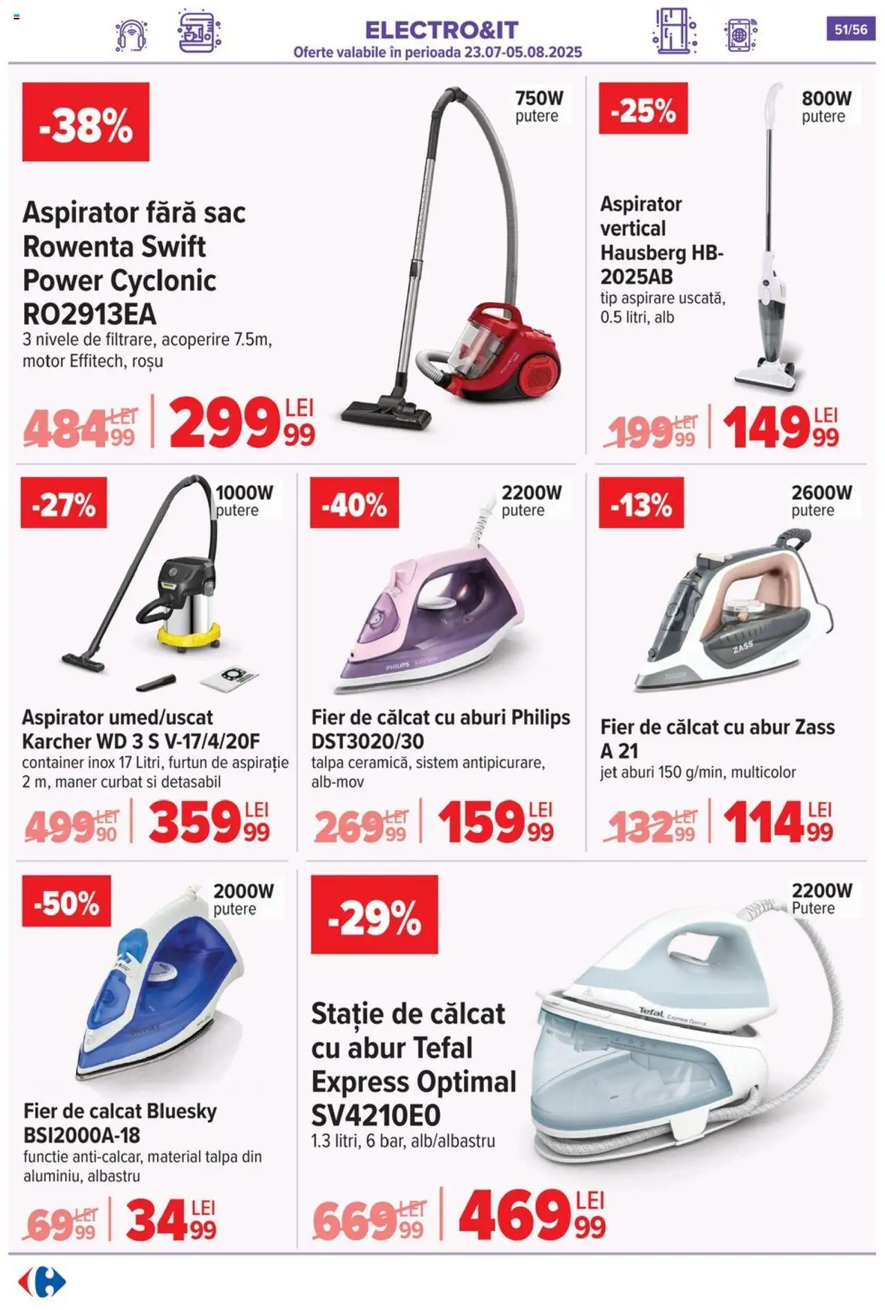 Catalog Carrefour 23 - 28 Iulie 2025 | Pagina 49 | Produse: Enginar, Fier de călcat, Emniyet Kemeri Tasması, Aspirator