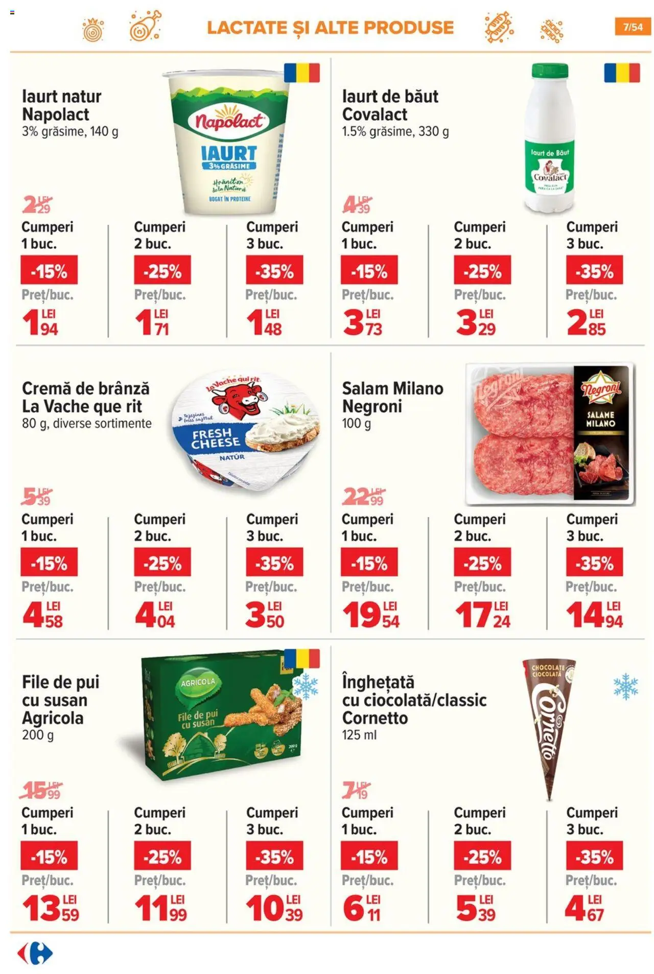 Catalog Carrefour 23 - 28 Iulie 2025 | Pagina 8 | Produse: Iaurt, Salam, Cremă de brânză, Înghețată
