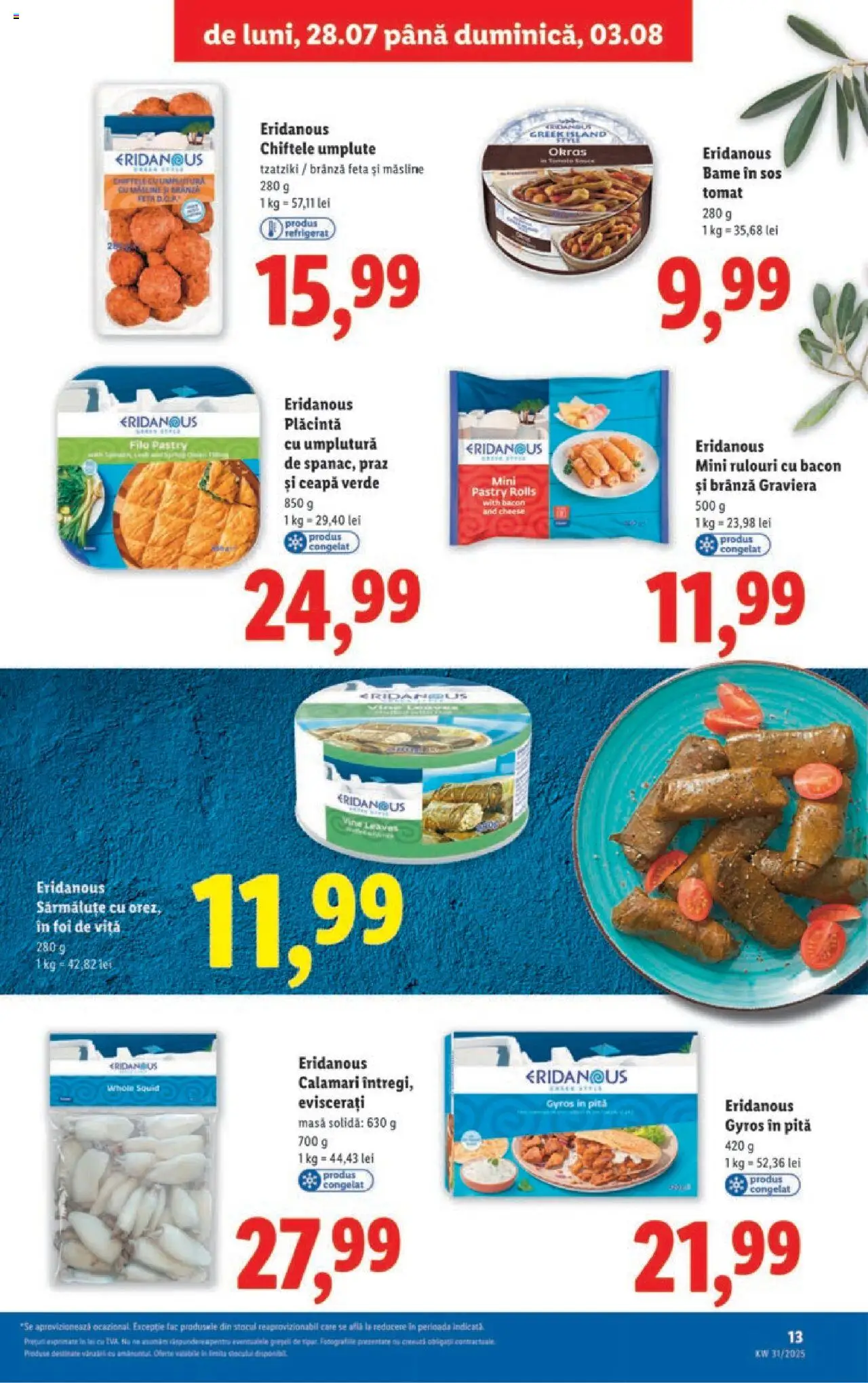 Catalog LIDL 28 Iulie - 2 August 2025 | Pagina 13 | Produse: Masă, Brânză, Chiftele, Sos
