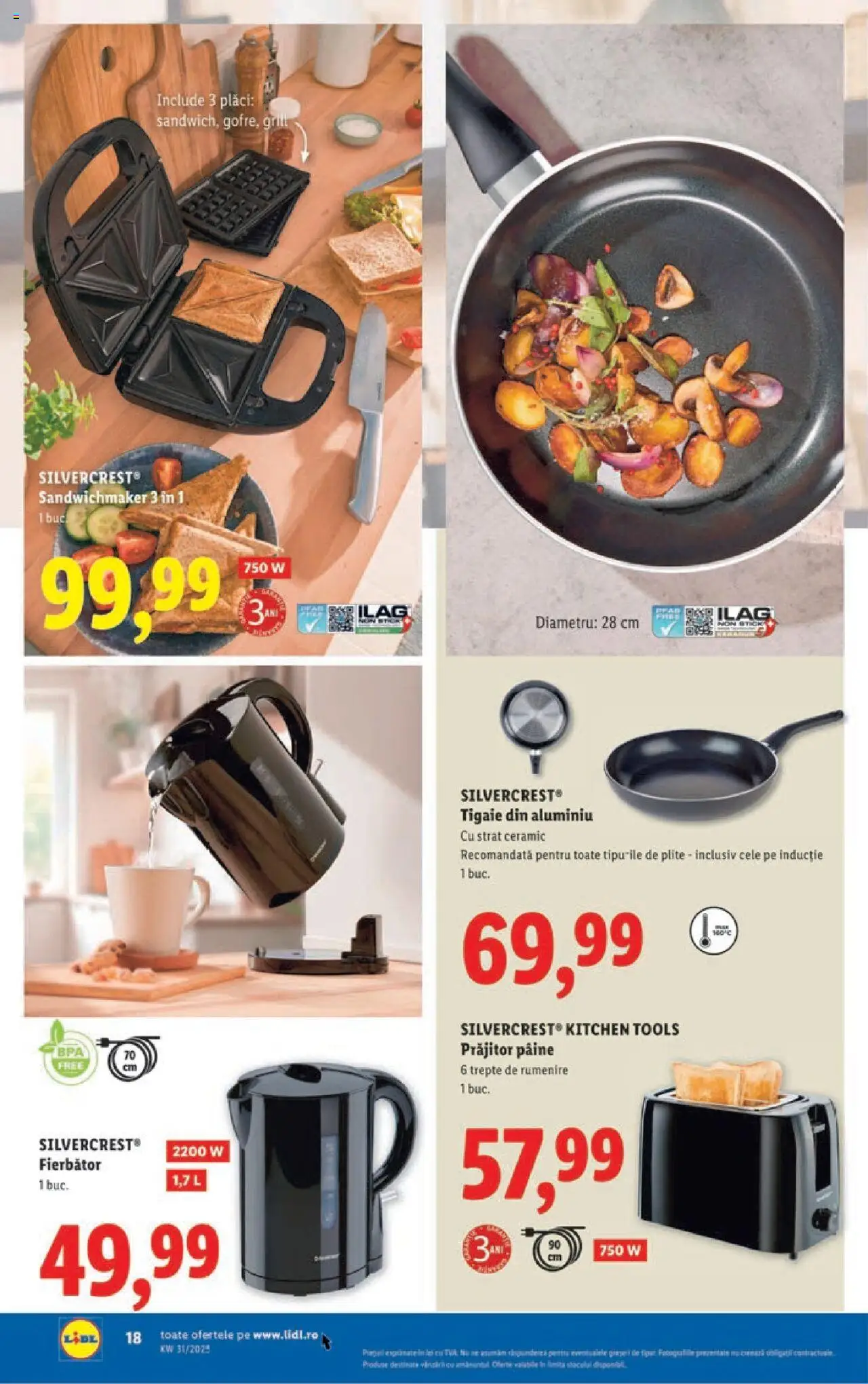 Catalog LIDL 28 Iulie - 2 August 2025 | Pagina 18 | Produse: Sandwichmaker, Tigaie, Grill, Pâine