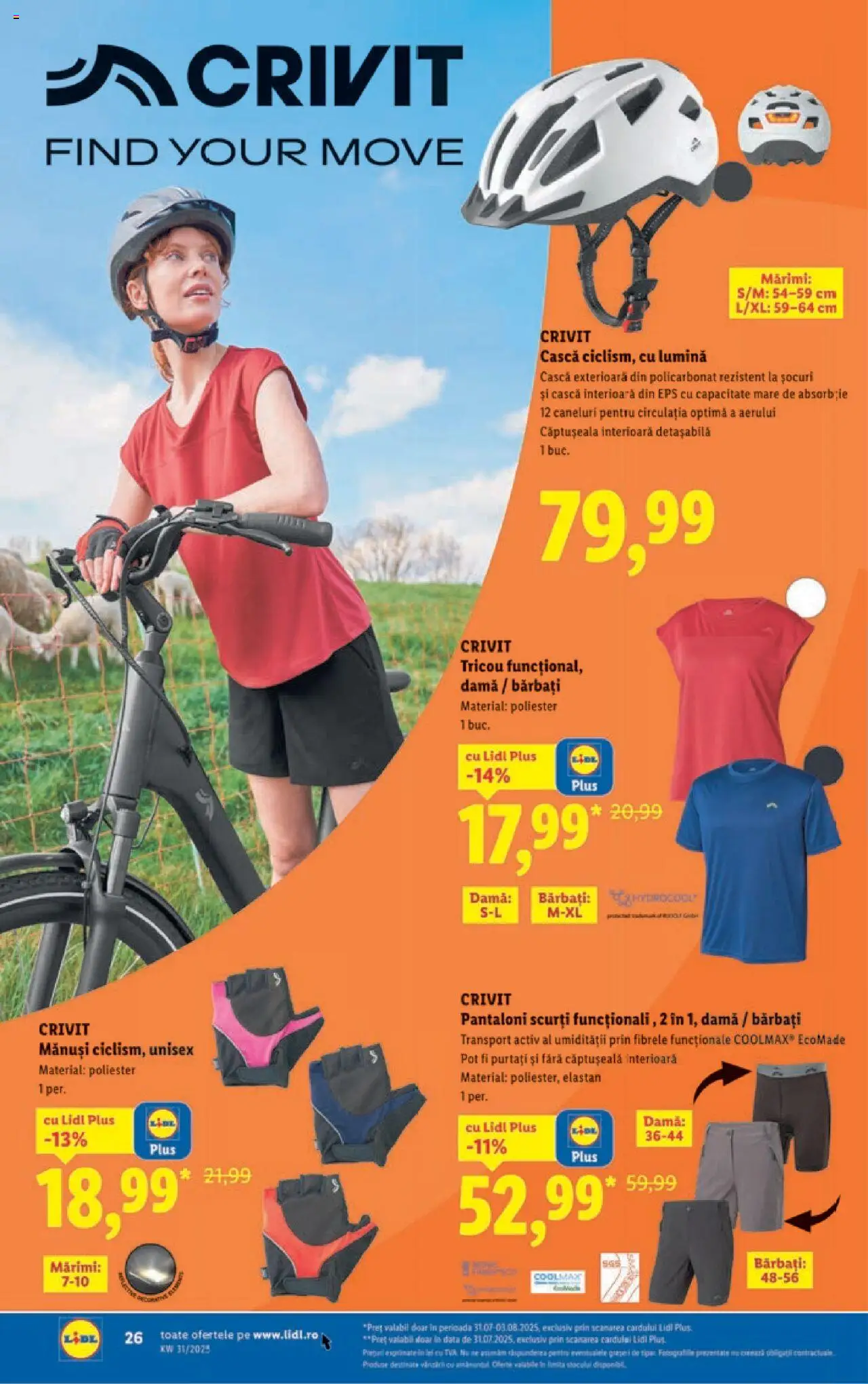 Catalog LIDL 28 Iulie - 2 August 2025 | Pagina 26 | Produse: Mănuși, Tavuk suyu, Pantaloni, Pantaloni scurți