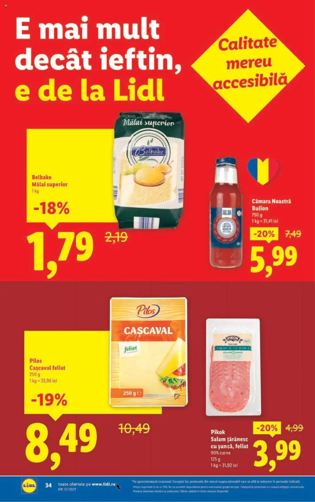 Catalog LIDL 28 Iulie - 2 August 2025 | Pagina 34 | Produse: Toplar, Cașcaval, Salam, Mălai