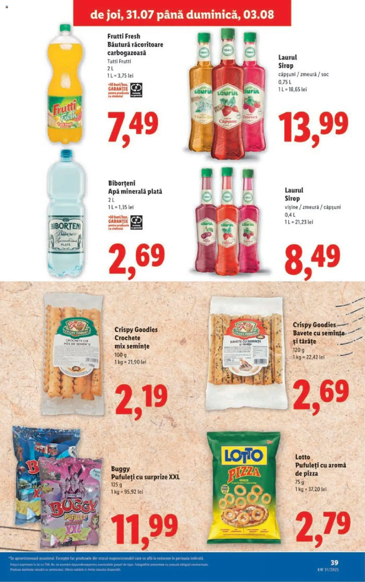 Catalog LIDL 28 Iulie - 2 August 2025 | Pagina 39 | Produse: Zmeură, Semințe, Sirop, Apă