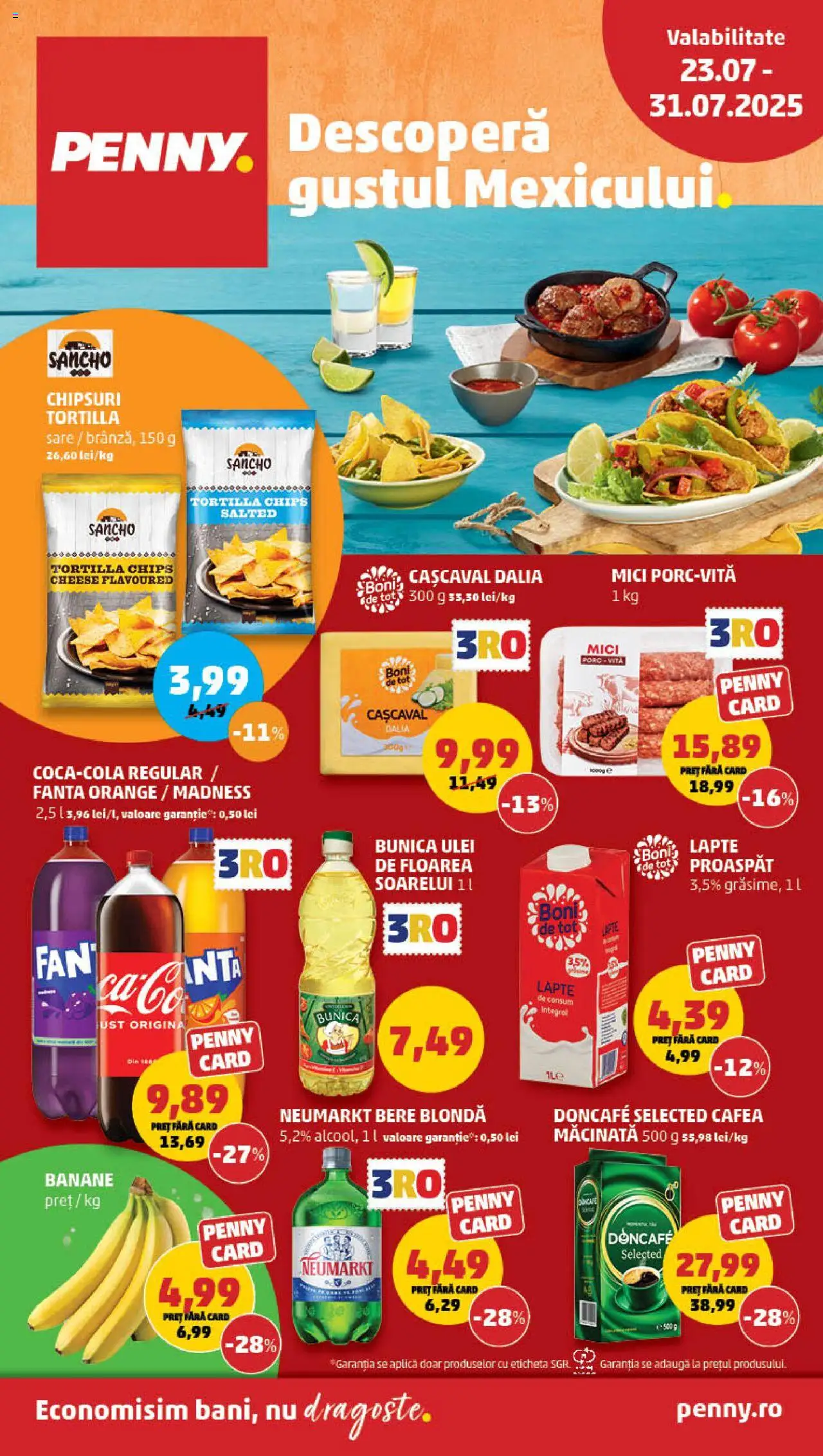 Catalog PENNY Market 23 - 30 Iulie 2025 | Pagina 1 | Produse: Cașcaval, Mici, Cafea, Bant