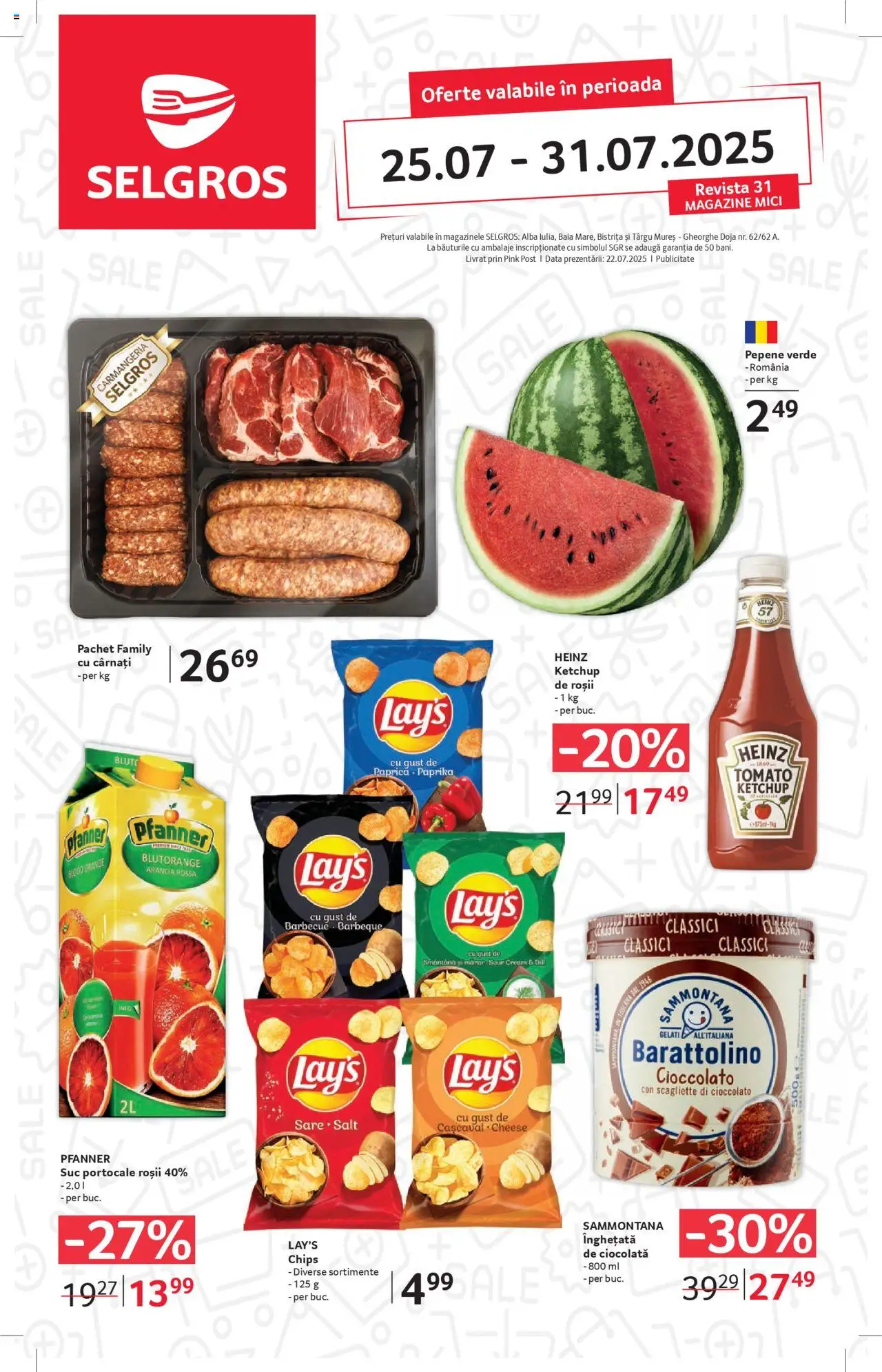 Catalog Selgros 25 - 30 Iulie 2025 | Pagina 1 | Produse: Pepene Verde, Portocale, Ketchup, Înghețată