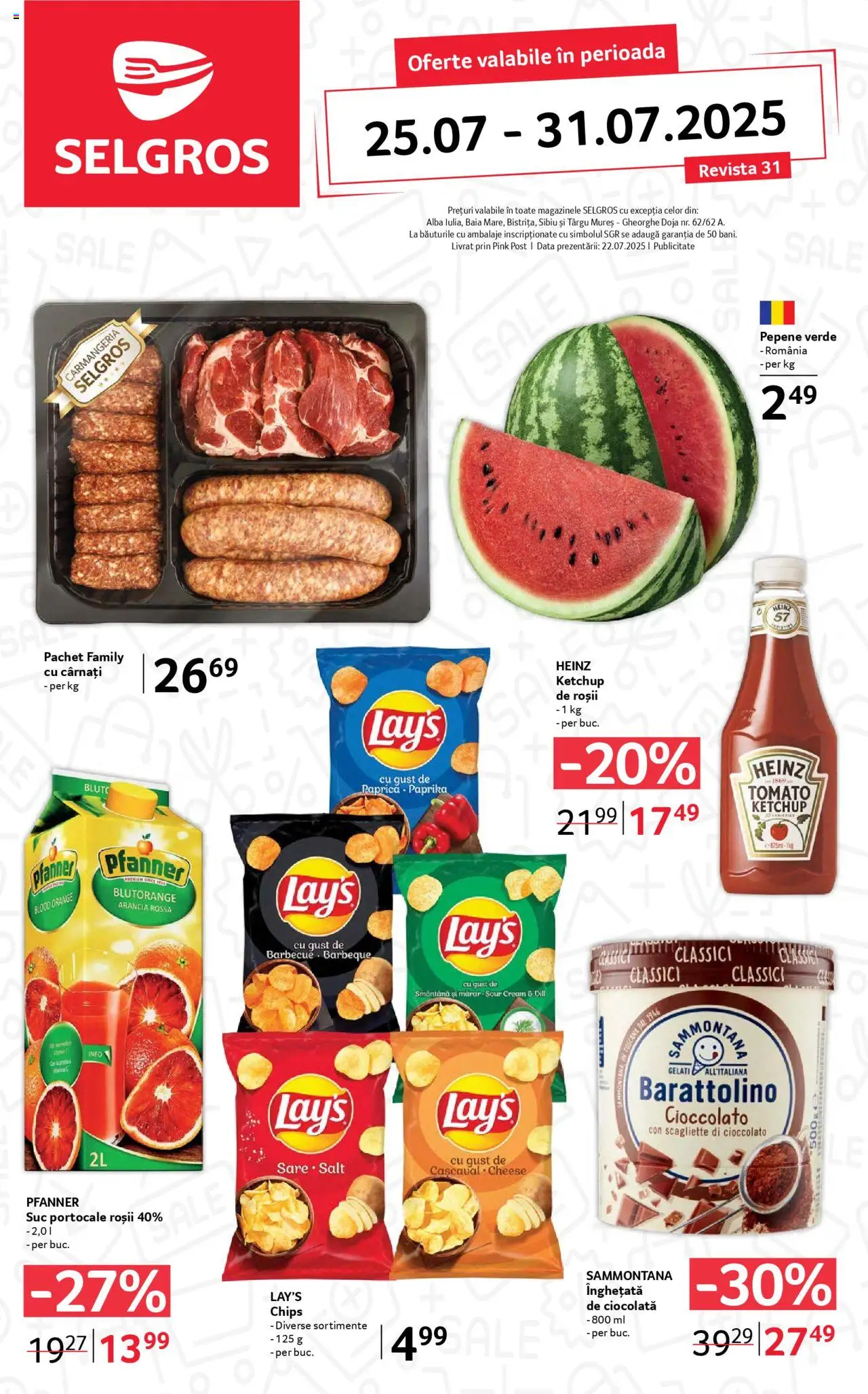 Catalog Selgros 25 - 30 Iulie 2025 | Pagina 1 | Produse: Pepene Verde, Portocale, Smântână, Cârnați
