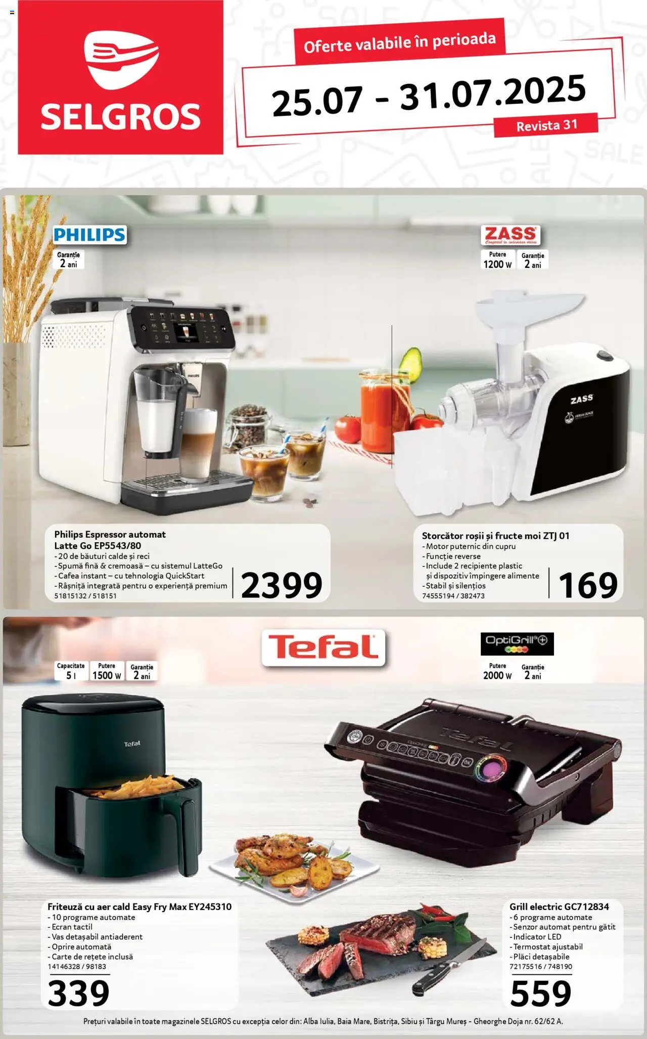 Catalog Selgros 25 - 30 Iulie 2025 | Pagina 1 | Produse: Ginseng, Grill, Storcător, Friteuză
