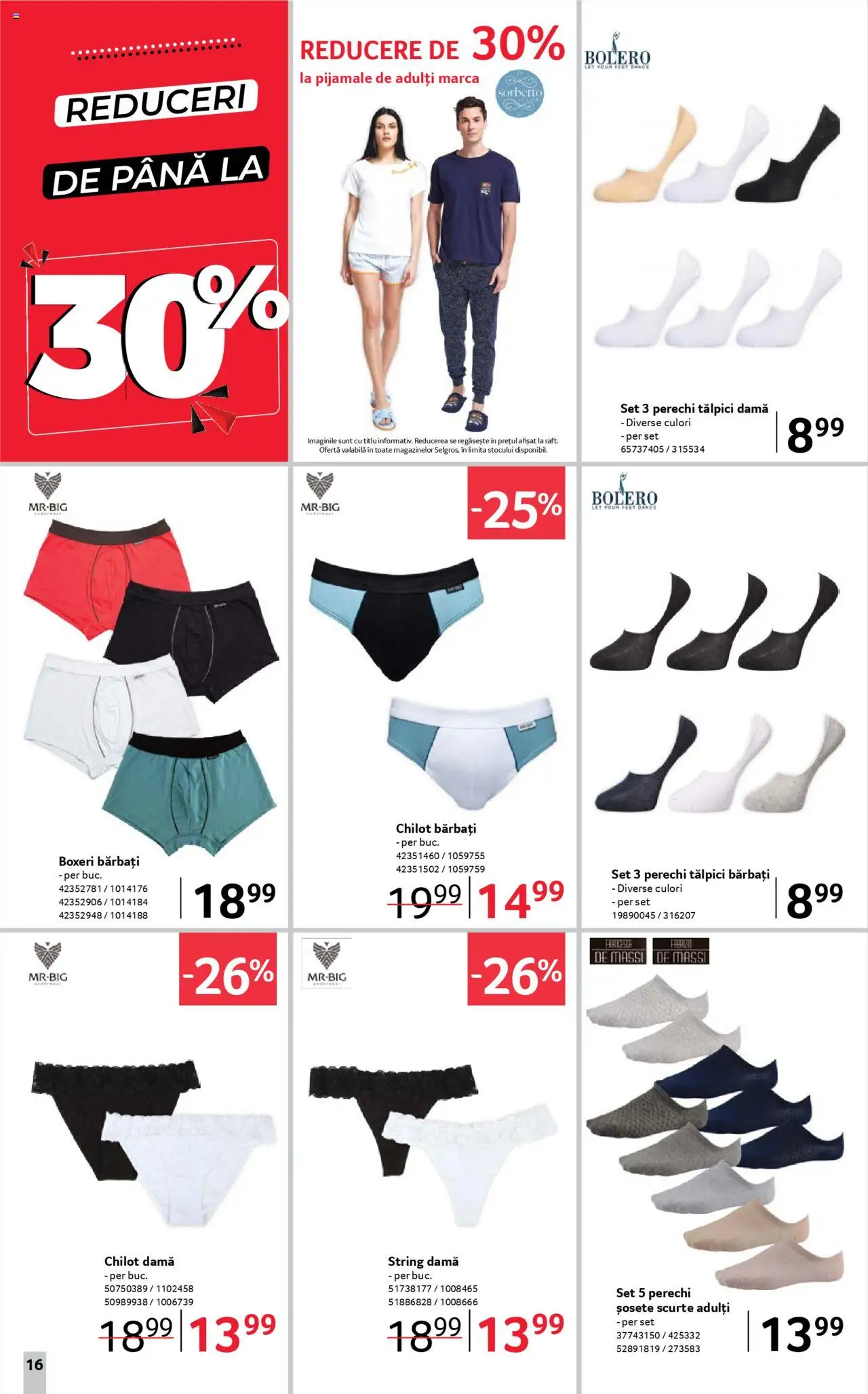 Catalog Selgros 25 - 30 Iulie 2025 | Pagina 16 | Produse: Tălpici, Șosete, Pijamale, Boxeri
