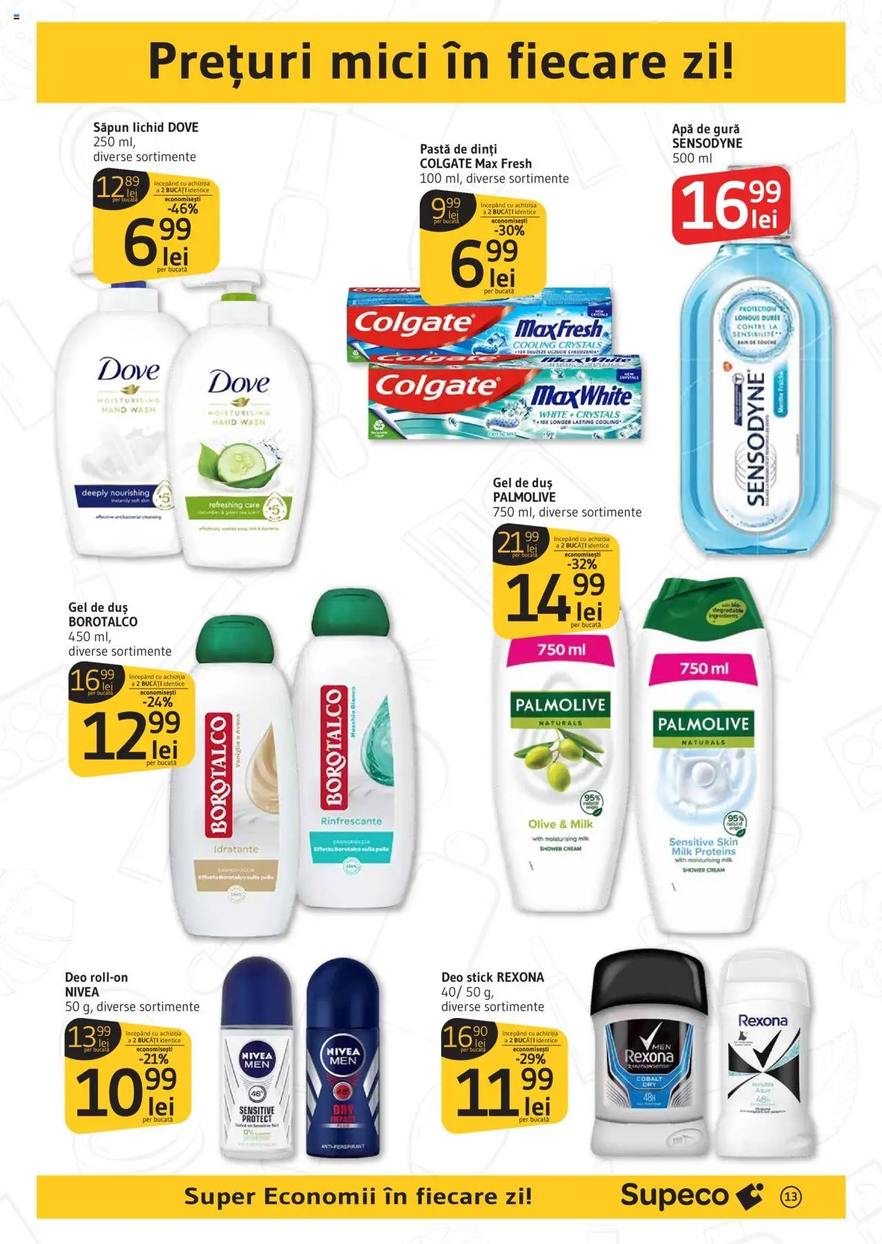 Catalog Supeco 24 Iulie - 5 August 2025 | Pagina 13 | Produse: Gel de duș, Antiperspirant, Săpun lichid, Apă