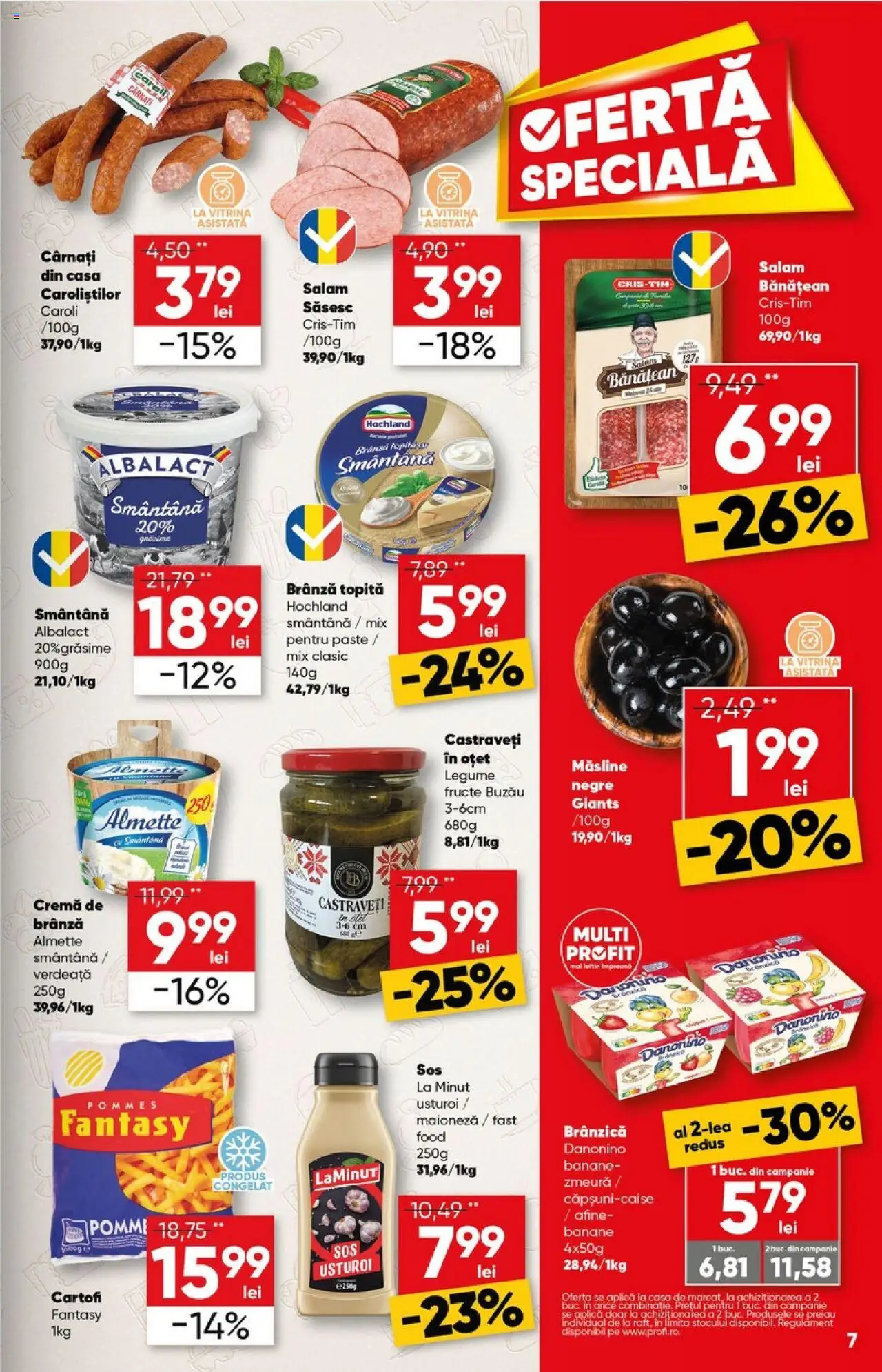 Catalog Profi 23 Iulie - 4 August 2025 | Pagina 7 | Produse: Brânză, Salam, Banane, Cartofi