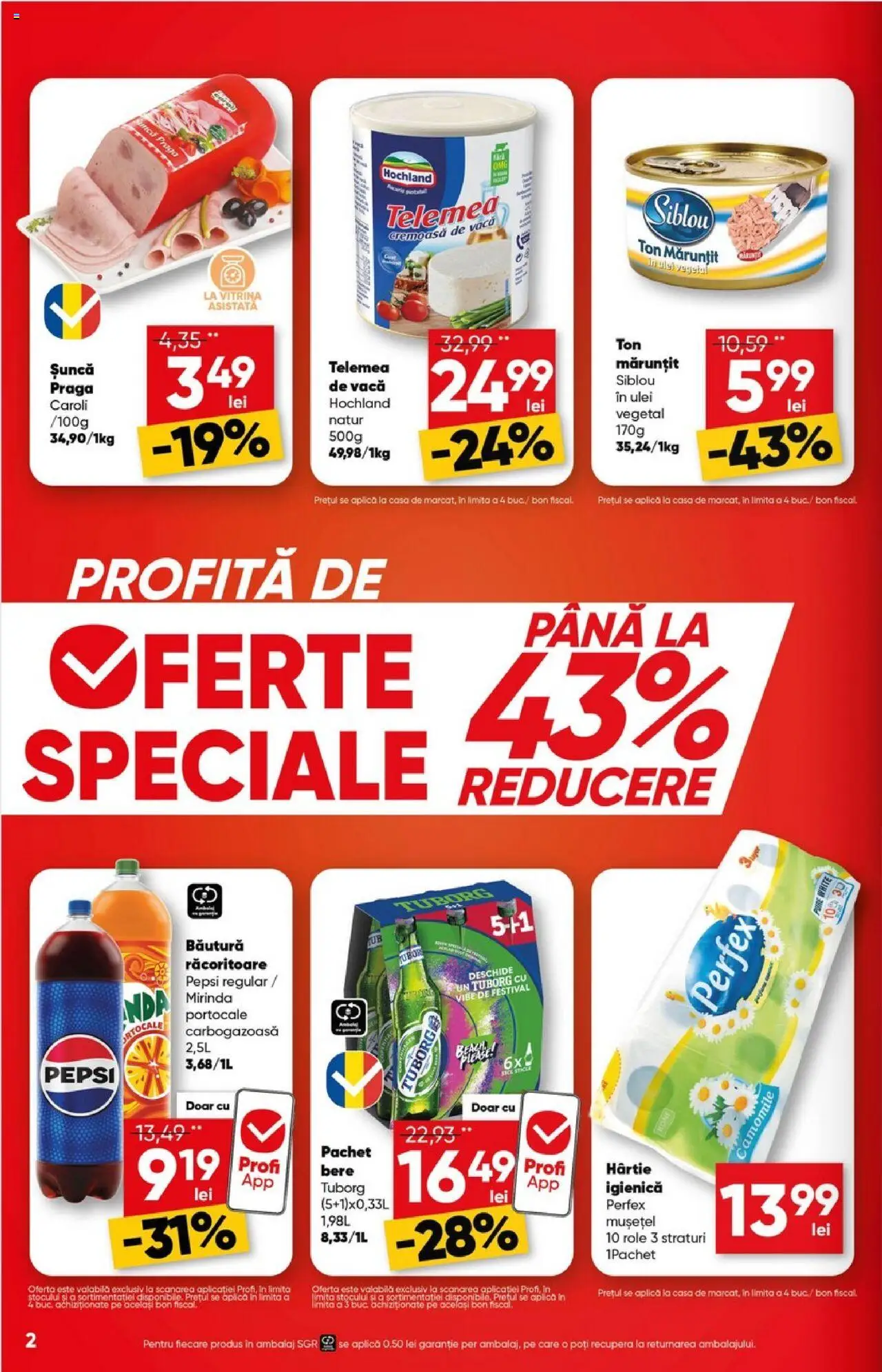Catalog Profi 23 Iulie - 4 August 2025 | Pagina 2 | Produse: Role, Ulei, Șuncă, Bere