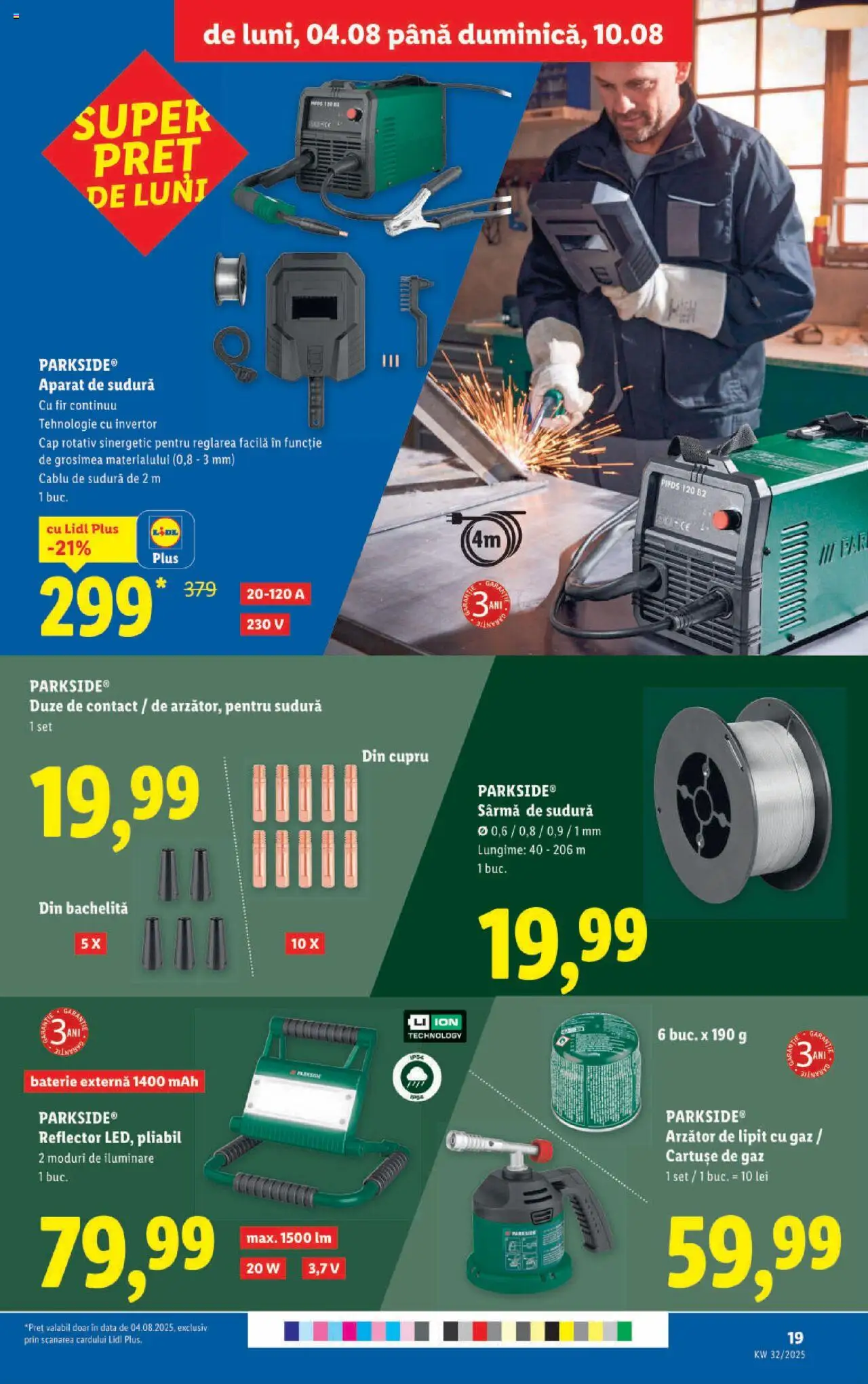 Catalog LIDL 4 - 9 August 2025 | Pagina 19 | Produse: Cablu, Babak, Baterie