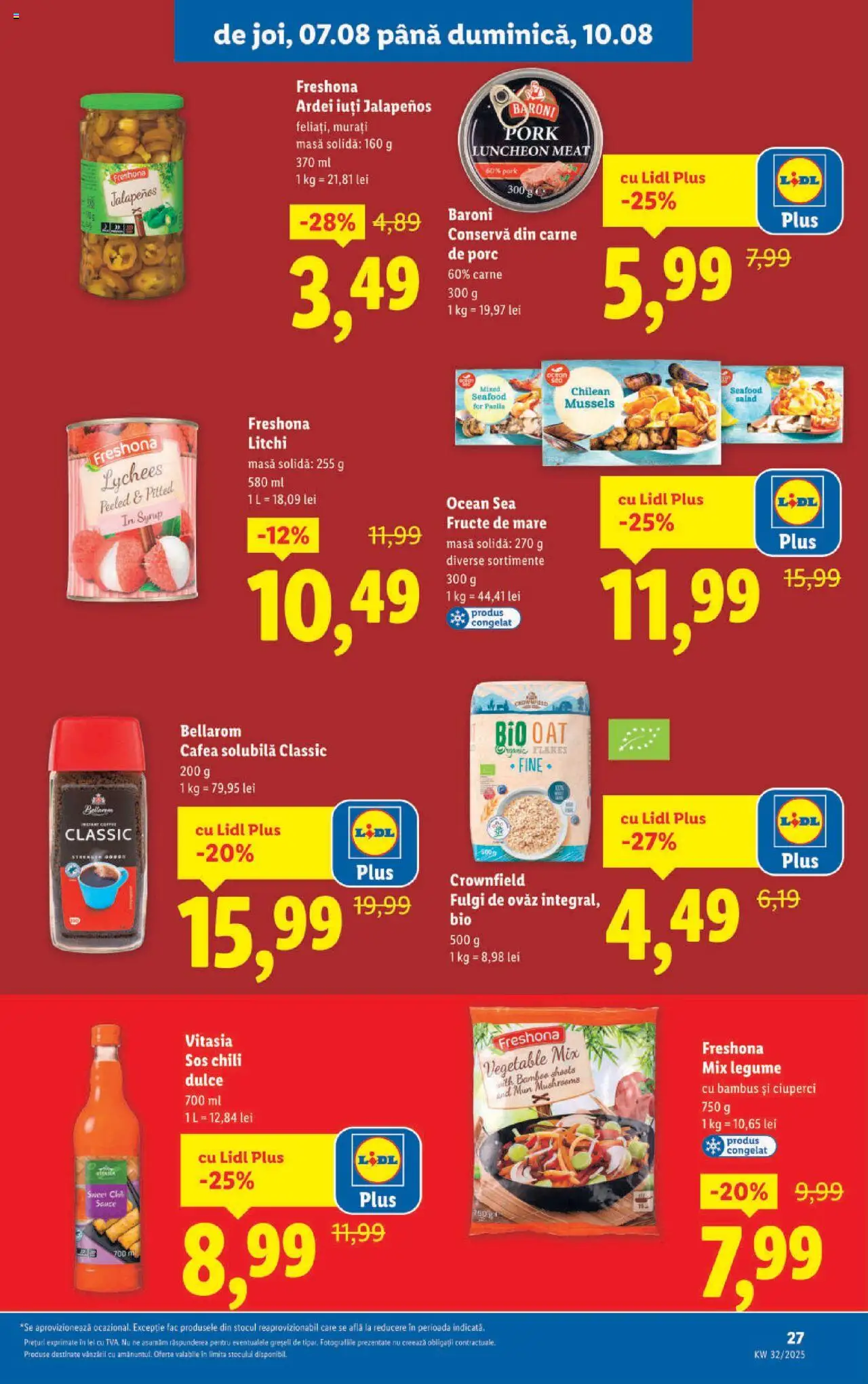 Catalog LIDL 4 - 9 August 2025 | Pagina 27 | Produse: Ciuperci, Legume, Yaşlı Köpek Konservesi, Fructe