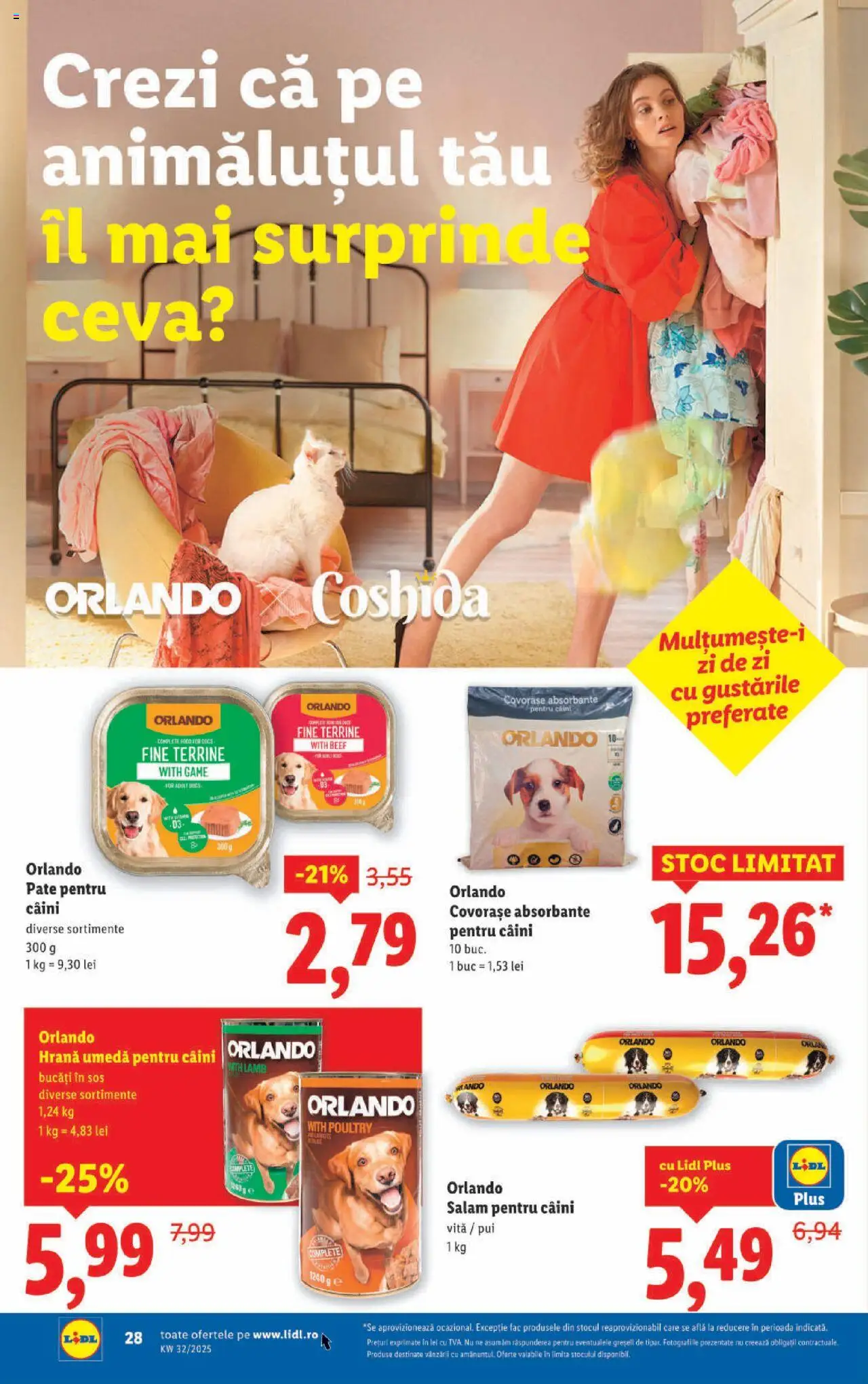 Catalog LIDL 4 - 9 August 2025 | Pagina 28 | Produse: Hacıyatmaz Kedi Oyuncağı, Pate, Salam, Absorbante
