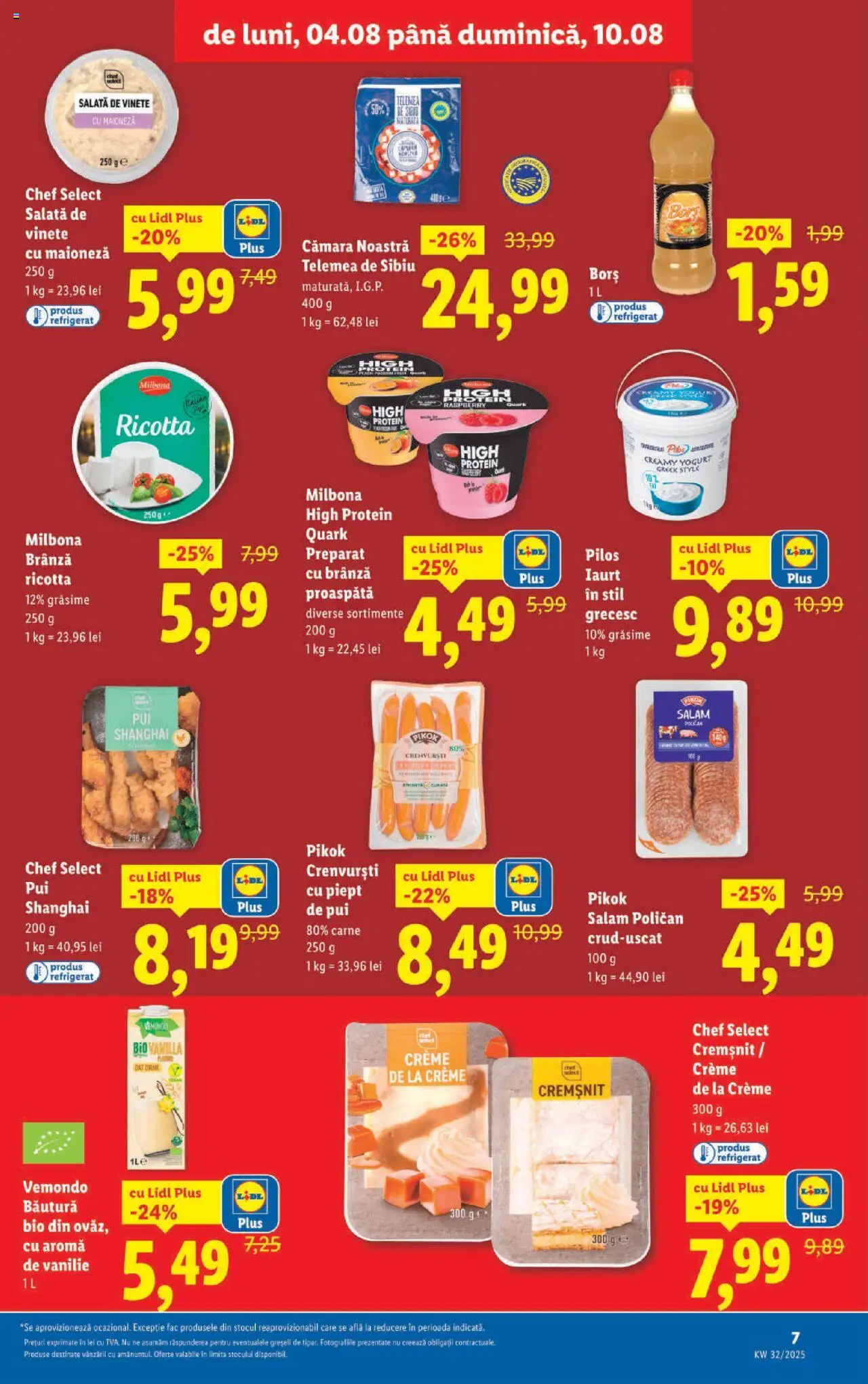 Catalog LIDL 4 - 9 August 2025 | Pagina 7 | Produse: Şerit ödül, Borș, Salam, Maioneză