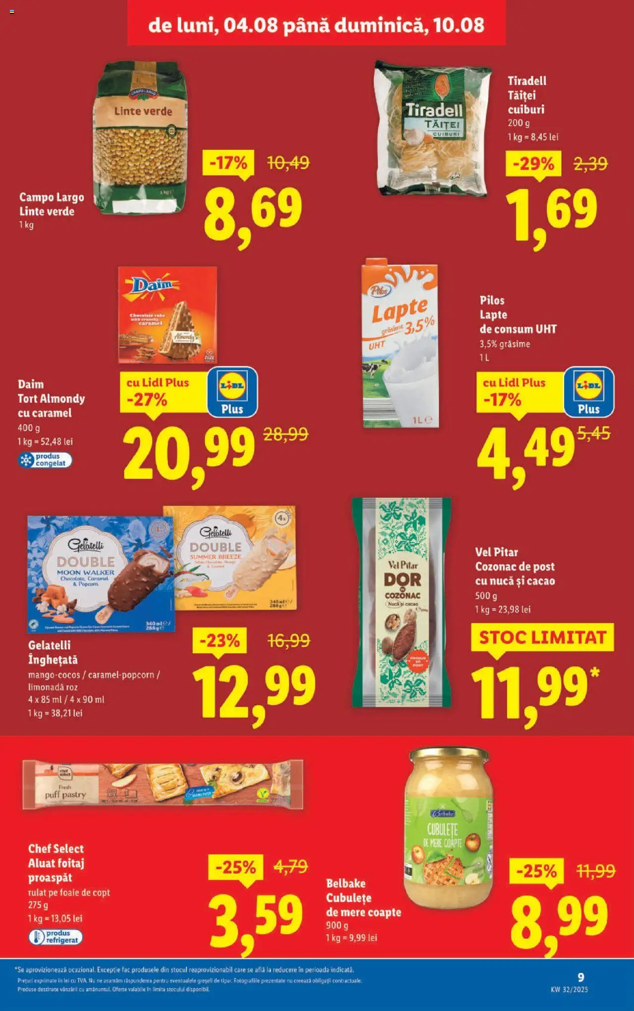 Catalog LIDL 4 - 9 August 2025 | Pagina 9 | Produse: Sıcak su torbası, Aluat, Noodles, Cacao
