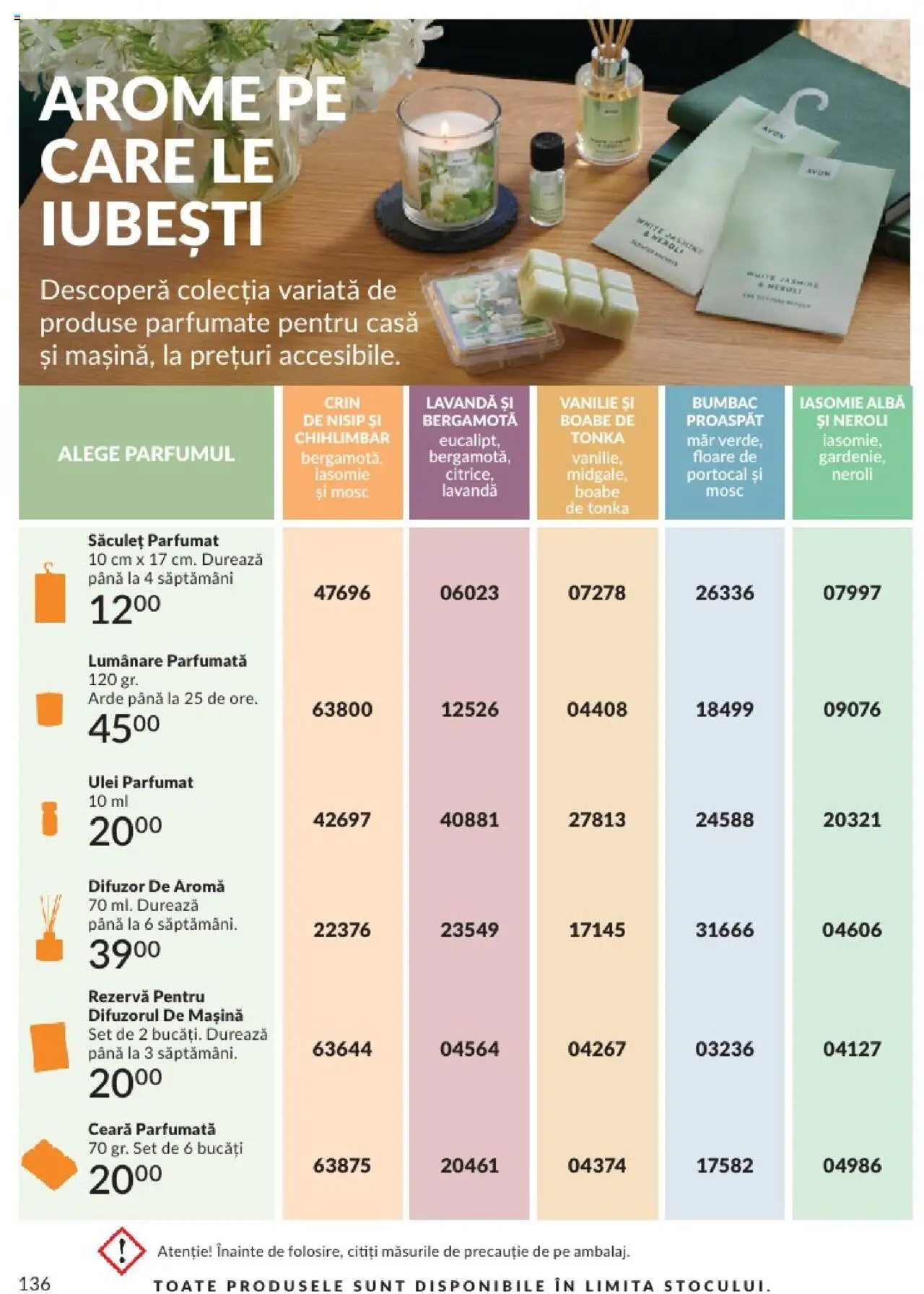 Catalog Avon 1 - 30 August 2025 | Pagina 136 | Produse: Difuzor, Lumânare, Ulei parfumat, Ulei