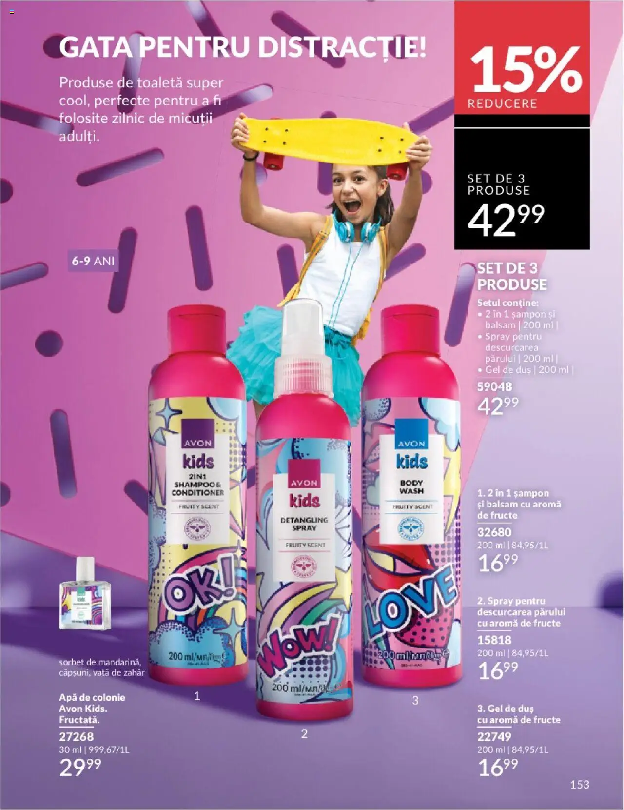 Catalog Avon 1 - 30 August 2025 | Pagina 153 | Produse: Body, Duș, Șampon, Apă
