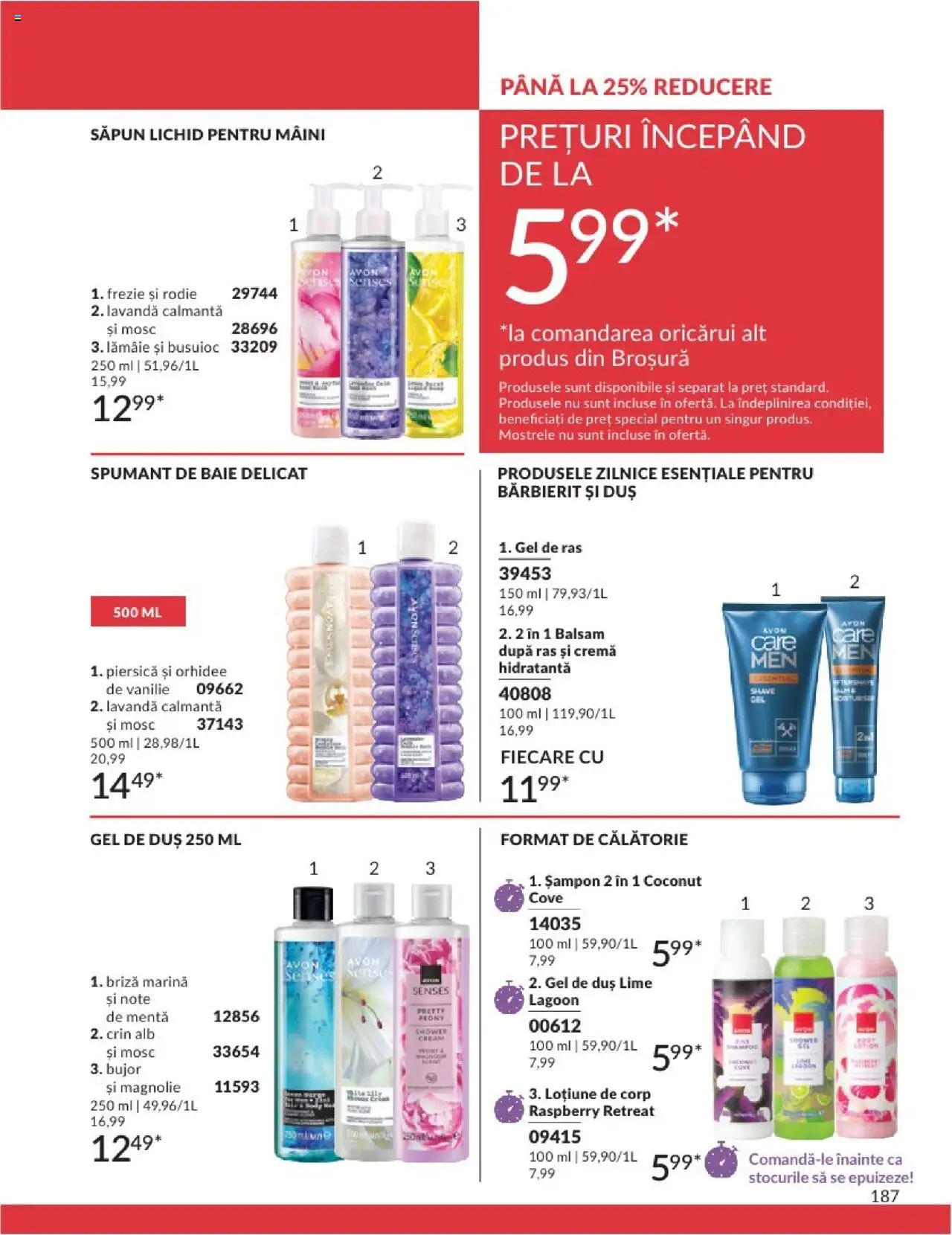 Catalog Avon 1 - 30 August 2025 | Pagina 187 | Produse: Piersică, Arapsaçı, Gel de duș, Spumant de baie