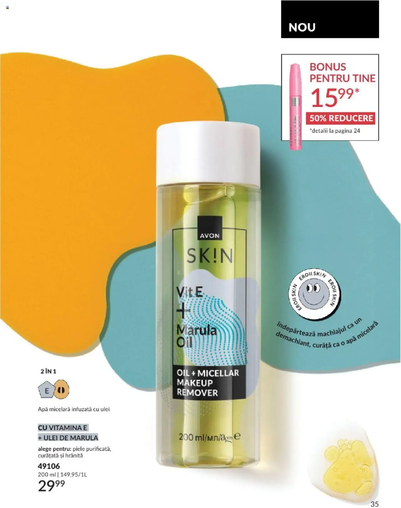 Catalog Avon 1 - 30 August 2025 | Pagina 35 | Produse: Ulei, Apă micelară, Apă