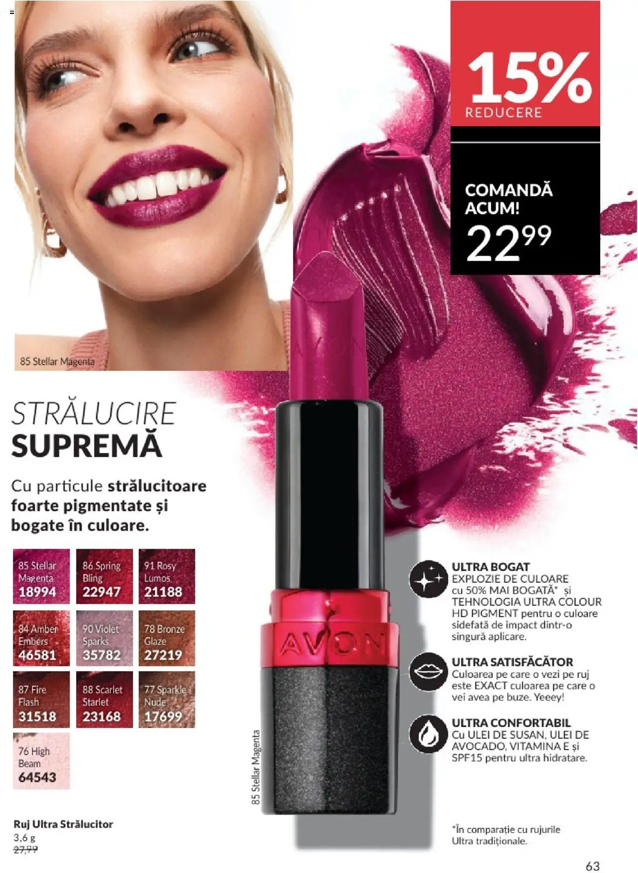 Catalog Avon 1 - 30 August 2025 | Pagina 63 | Produse: Ruj, Peluş Köpek Yatağı, Ulei