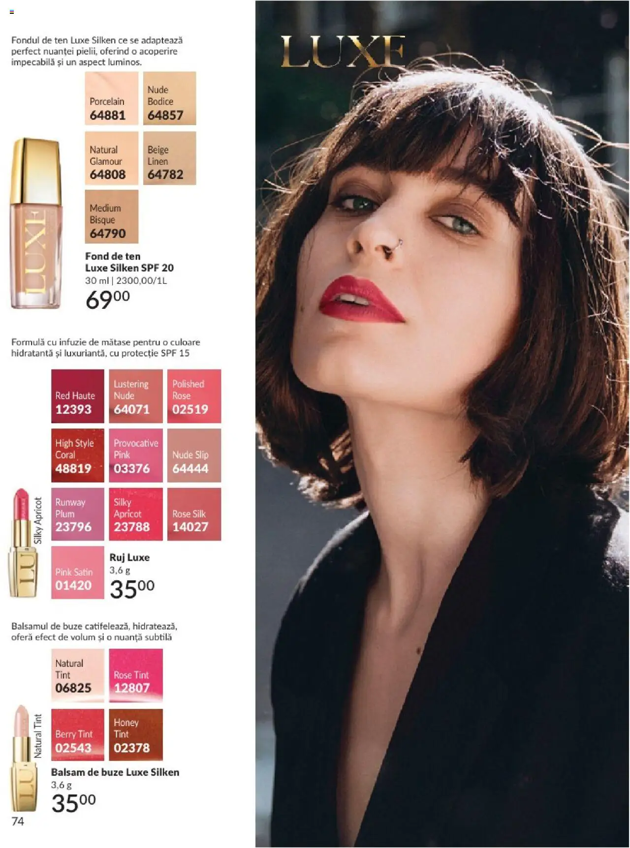 Catalog Avon 1 - 30 August 2025 | Pagina 74 | Produse: Fond de ten, Delgeç, Ruj, Slip